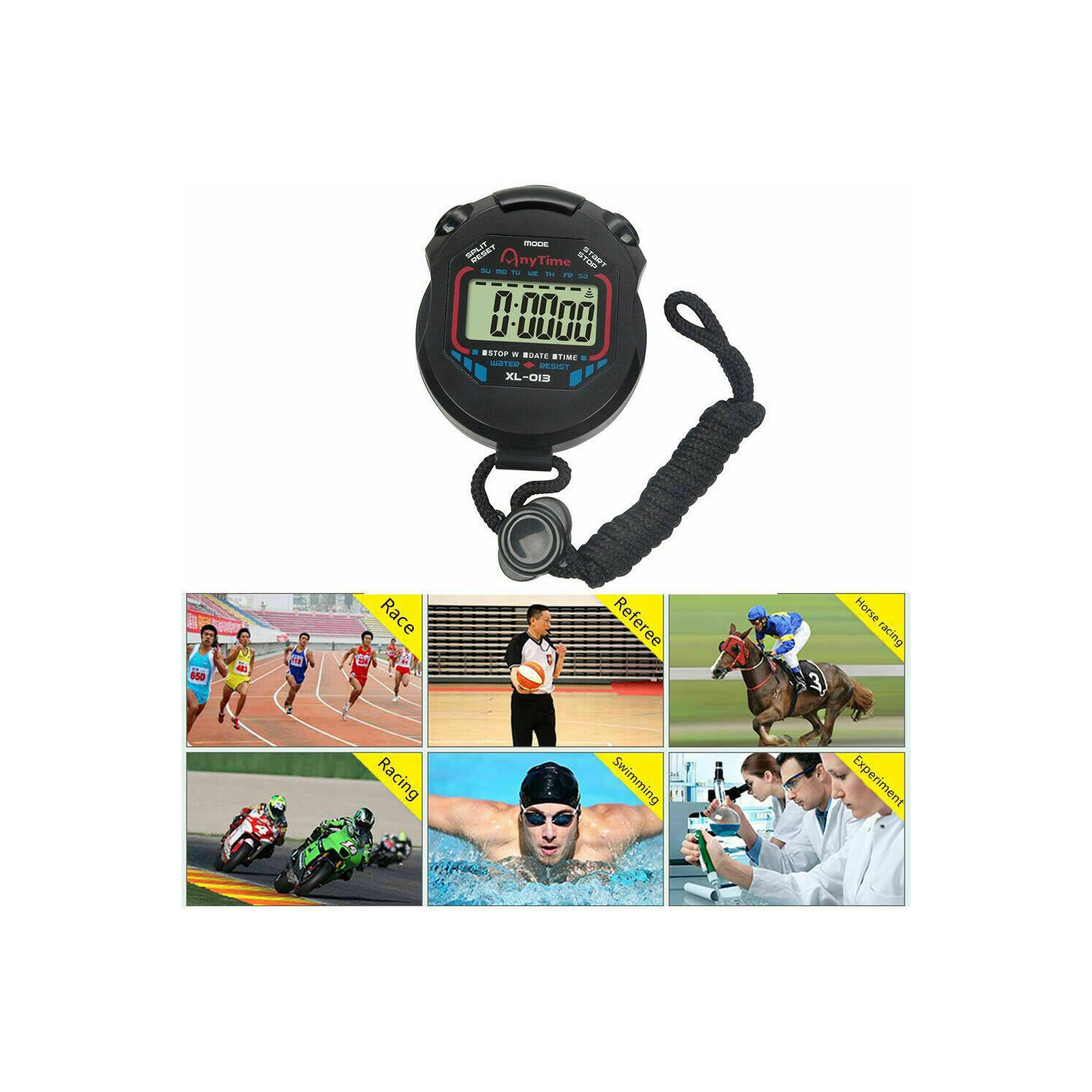 LCD Digital Sports Running Counter Stopwatch Timer Waterproof Alarm Stop Watch