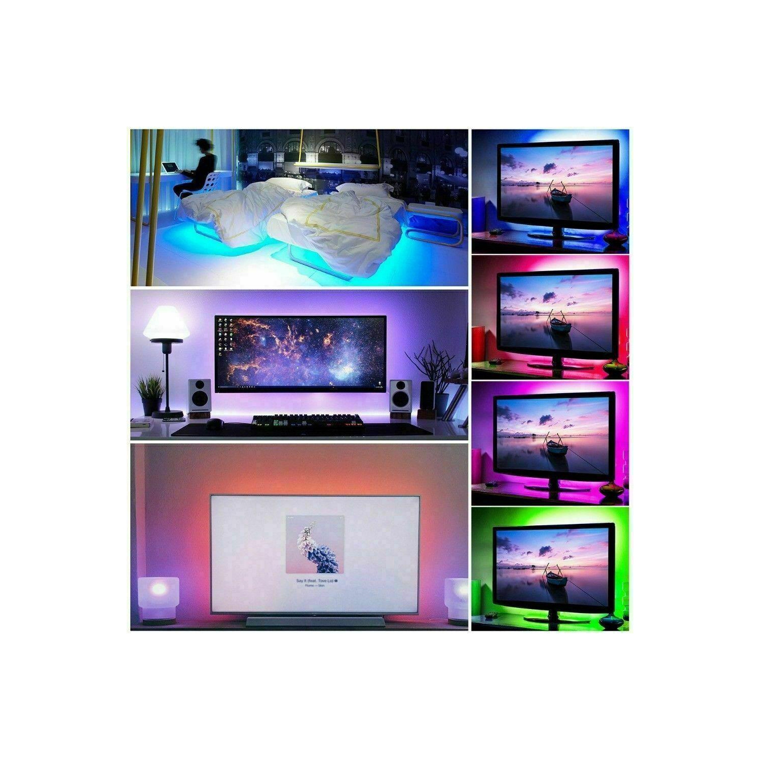 LED Strip Lights TV Backlight 3M RGB USB Powered Multi Colored CHANGING for TV