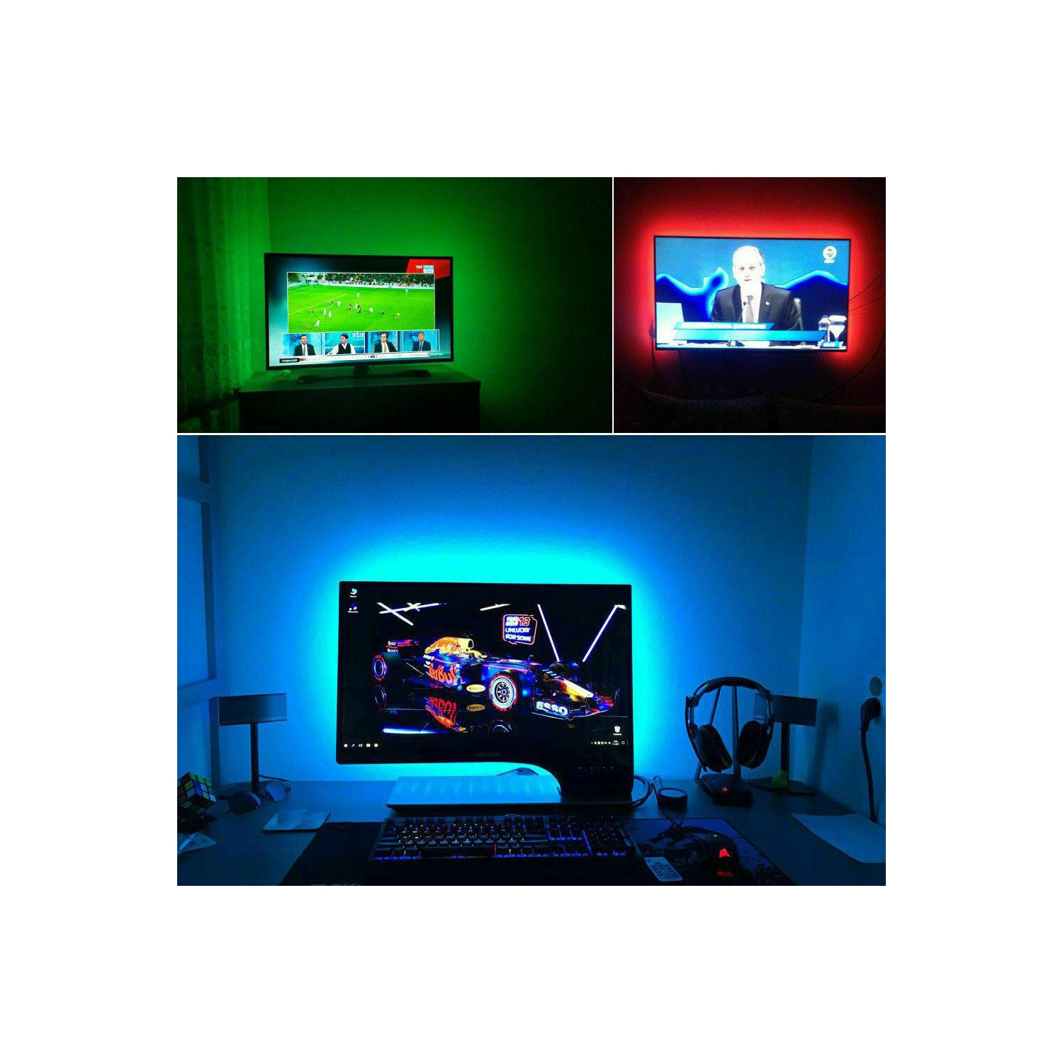 LED Strip Lights TV Backlight 3M RGB USB Powered Multi Colored CHANGING for TV