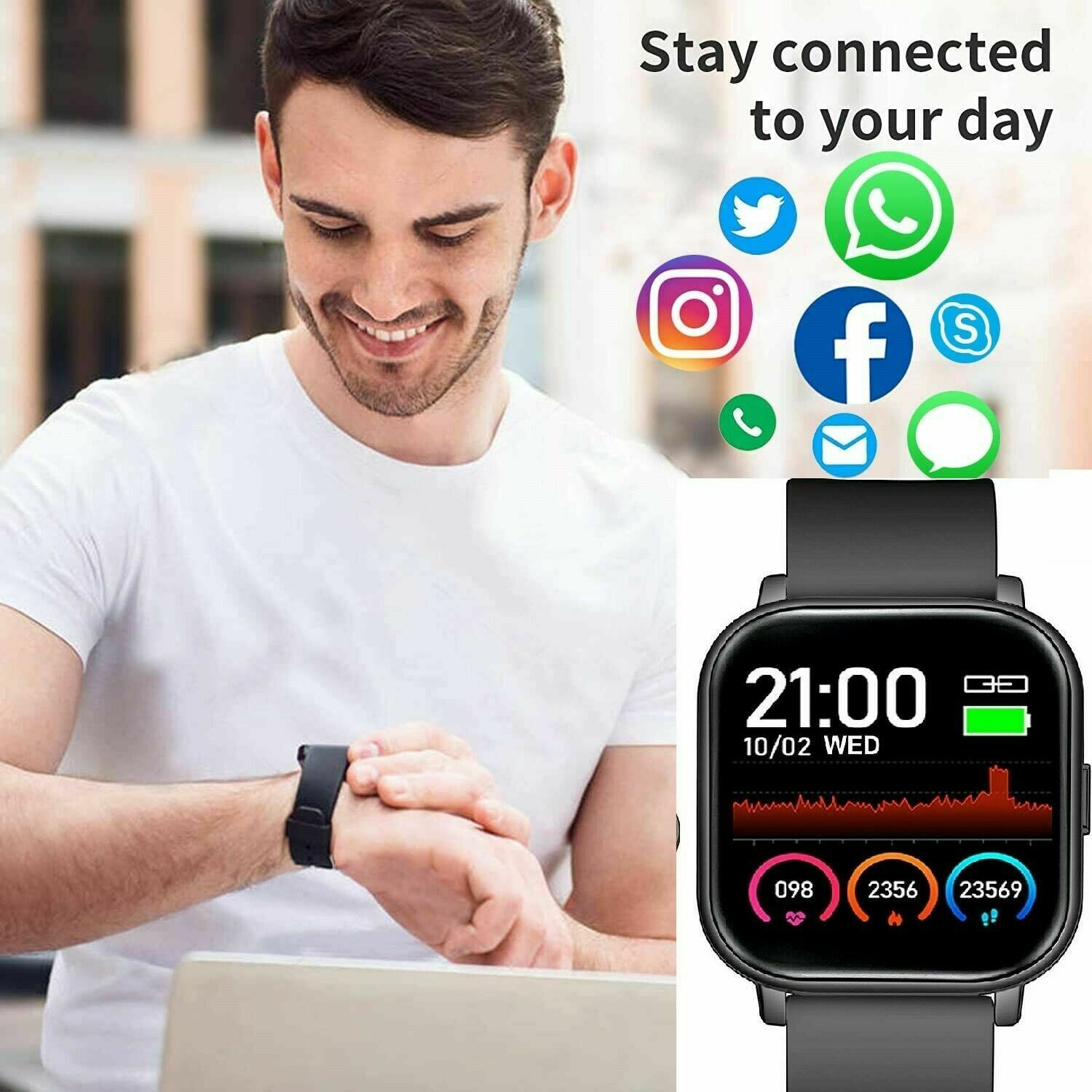 Montre intelligente GTR Watch 5.0 avec moniteur de fréquence cardiaque Bluetooth application Fitness da Fit de 1.5 po