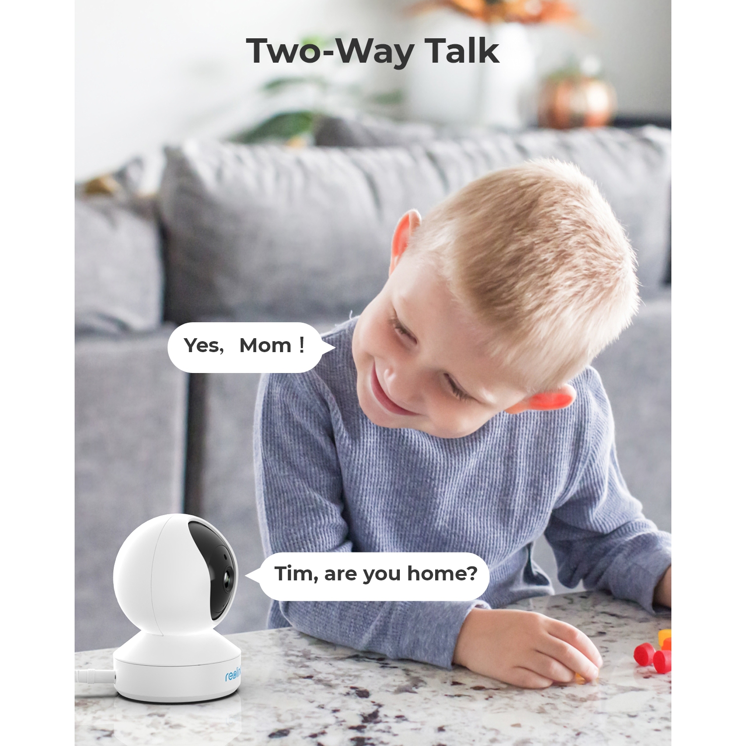 Caméra de surveillance intérieure Wi-Fi PT 2K de Reolink, détection de personne/animal et suivi automatique, Wi-Fi bibande 2,4/5 GHz, audio