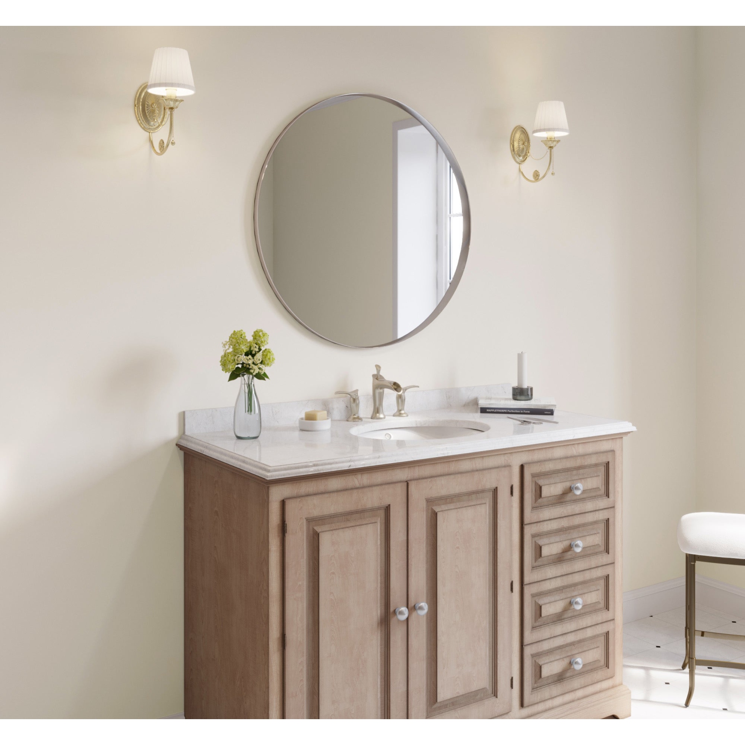 Robinet de salle de bain large Ancona Eleganzia Series, nickel brossé