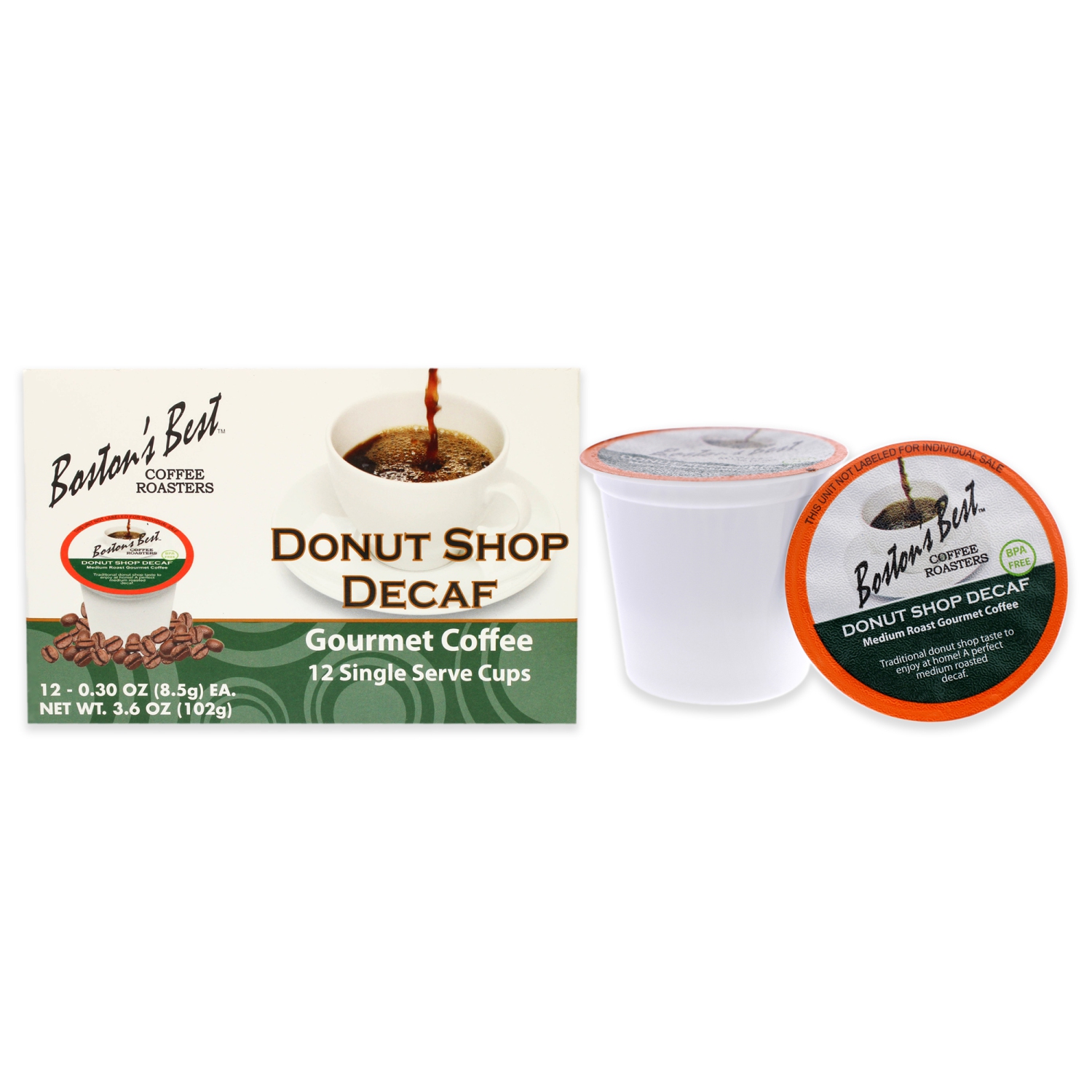 Café gourmet Donut Shop Decaf par Bostons Best pour Unisexe - 12 de tasses de café