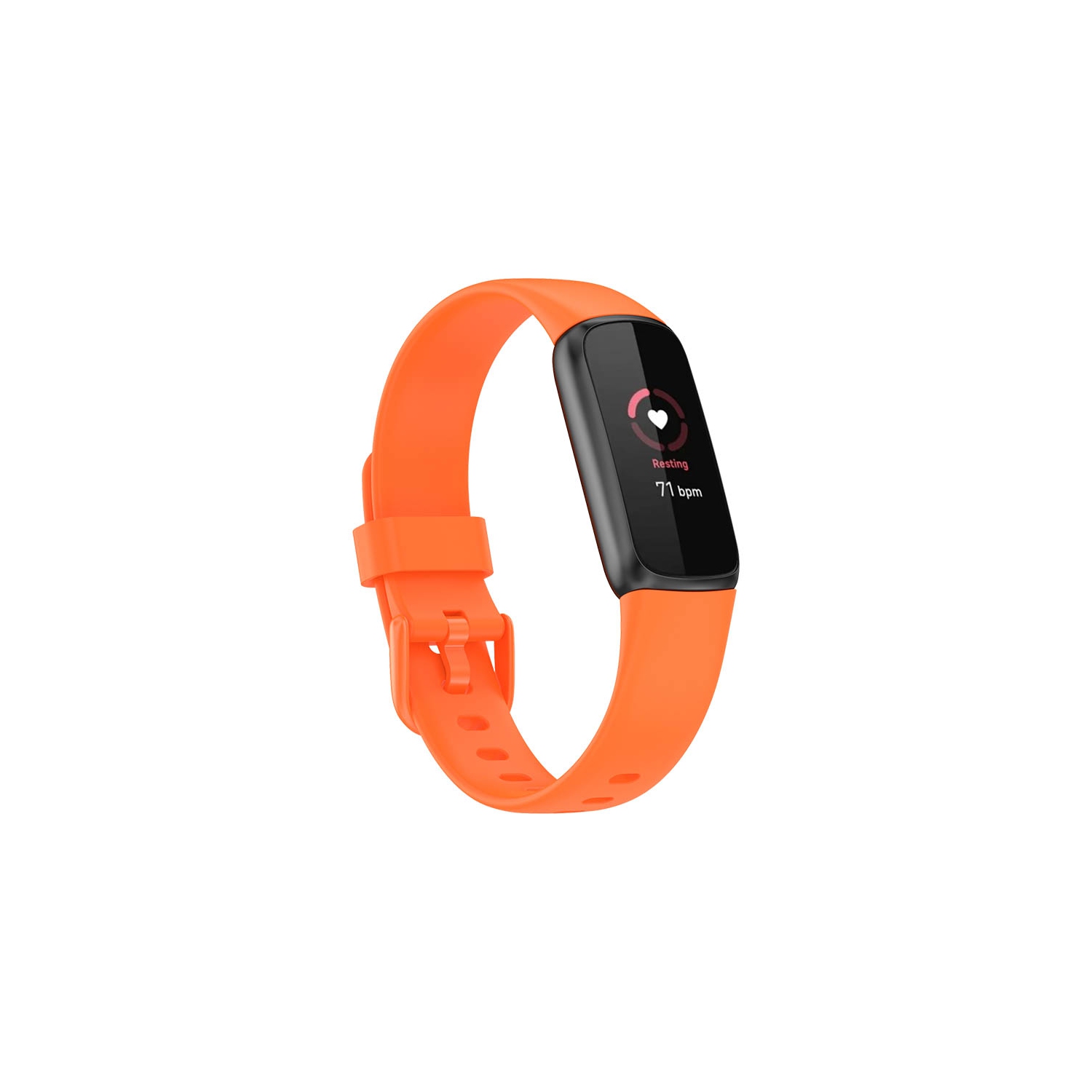 StrapsCo Single Solid Colour Silicone Rubber Watch Band Strap for Fitbit Luxe - Short-Medium - Orange