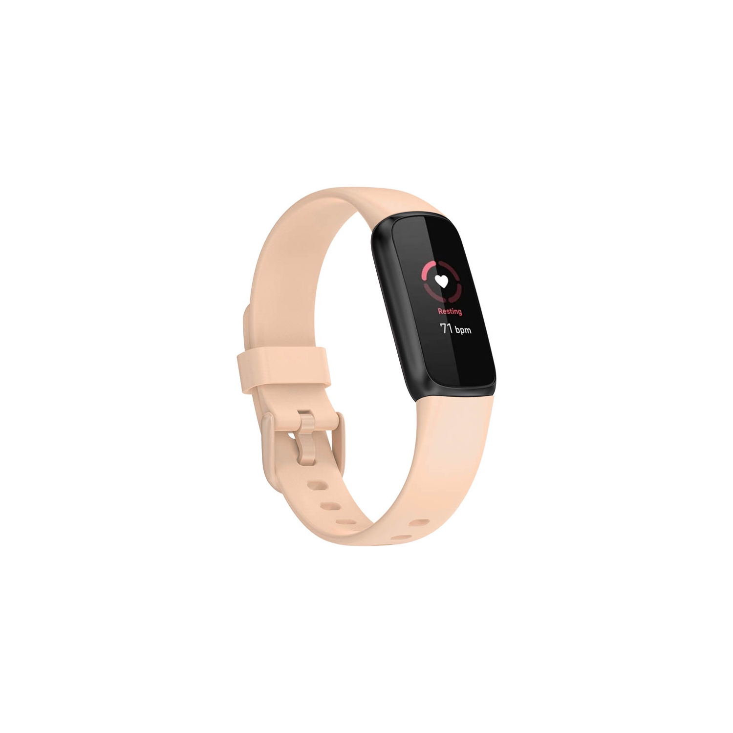 StrapsCo Single Solid Colour Silicone Rubber Watch Band Strap for Fitbit Luxe - Medium-Long - Beige