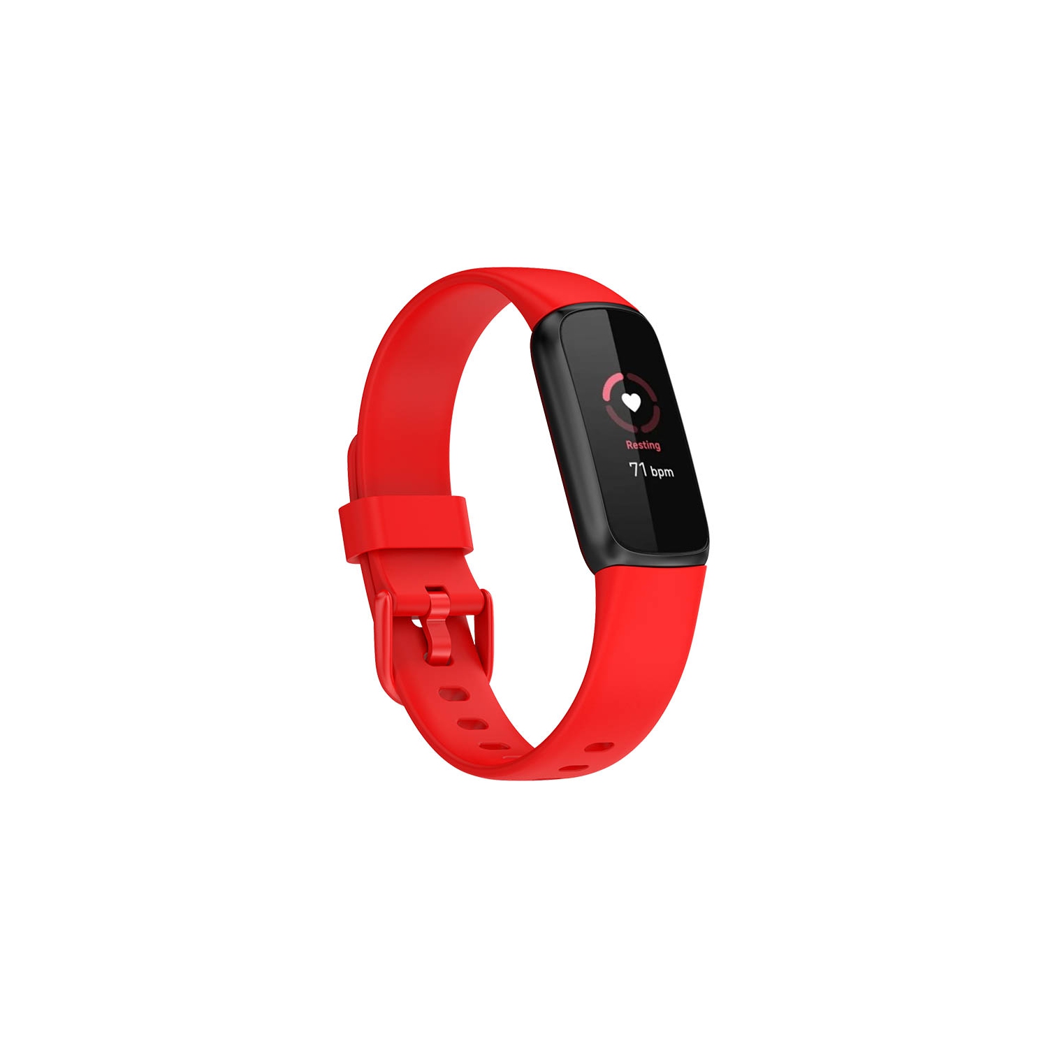 StrapsCo Single Solid Colour Silicone Rubber Watch Band Strap for Fitbit Luxe - Medium-Long - Red