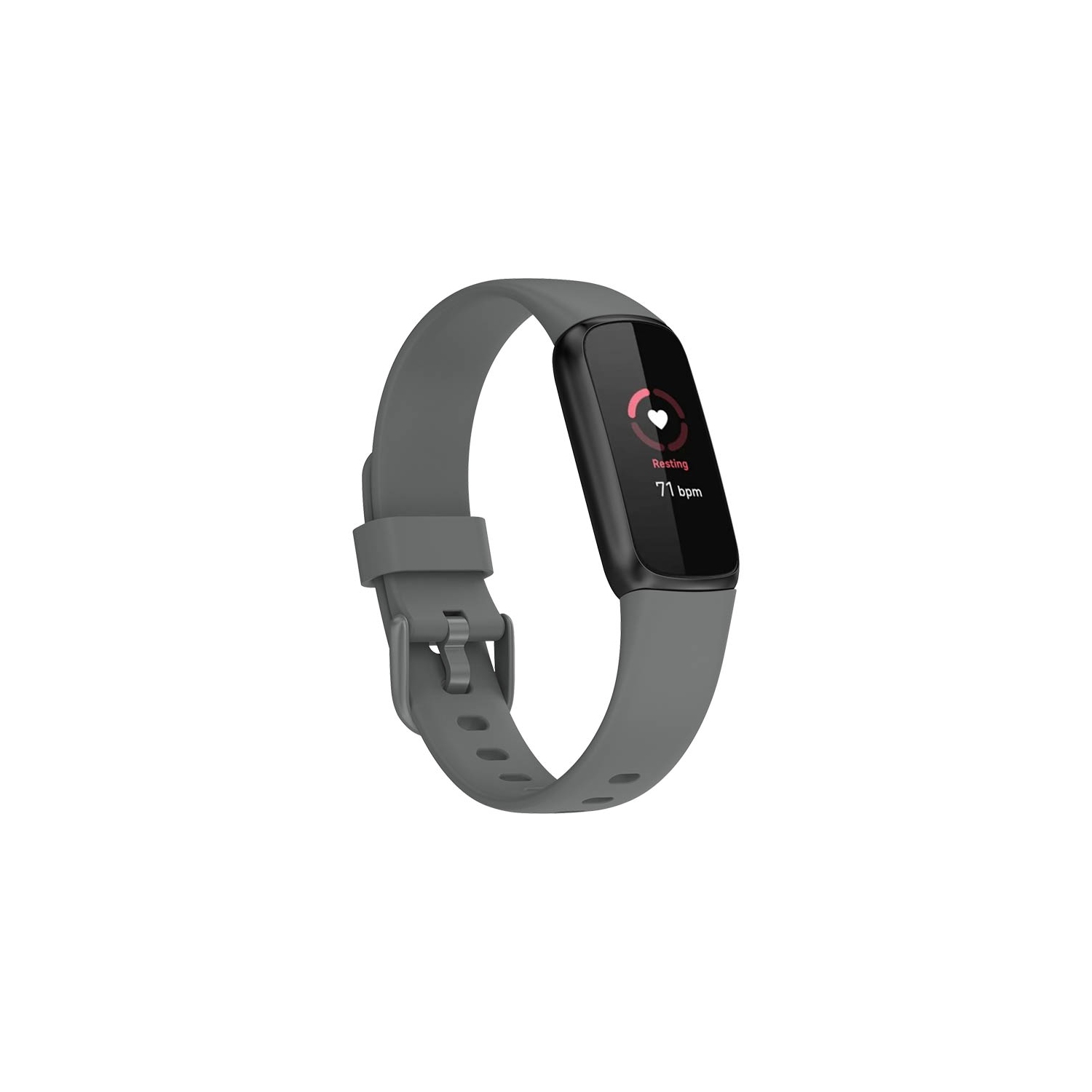 StrapsCo Single Solid Colour Silicone Rubber Watch Band Strap for Fitbit Luxe - Medium-Long - Grey