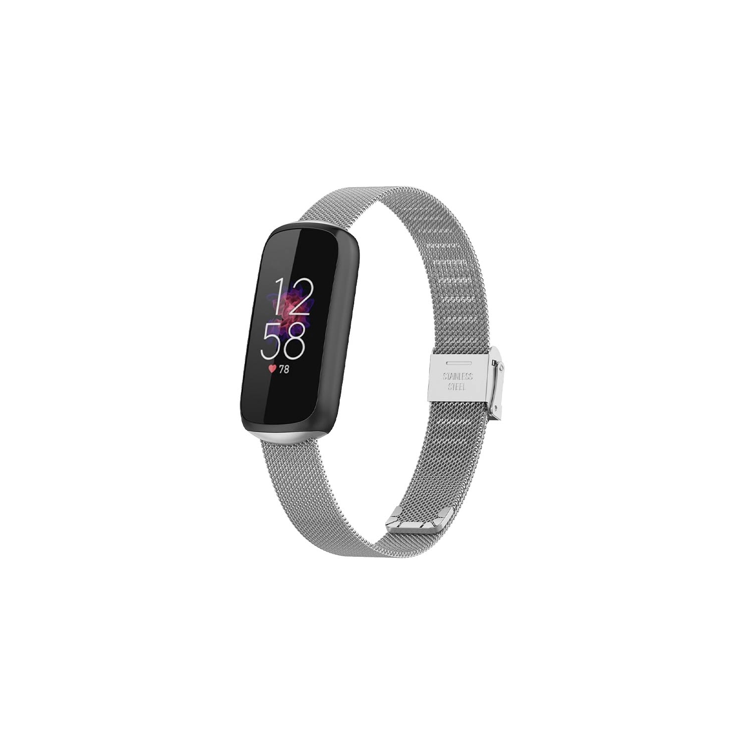 Bracelet à mailles en acier inoxydable de StrapsCo pour montre avec fermoir pour le luxe de Fitbit - Argenté