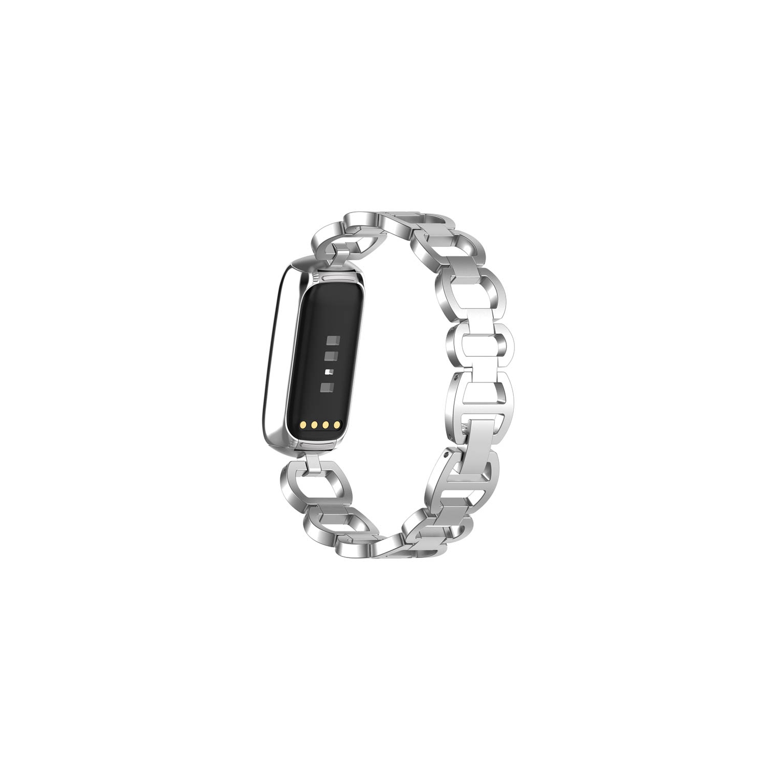 StrapsCo Metal Alloy Link Jewelry Watch Bracelet Band for Fitbit Luxe - Silver