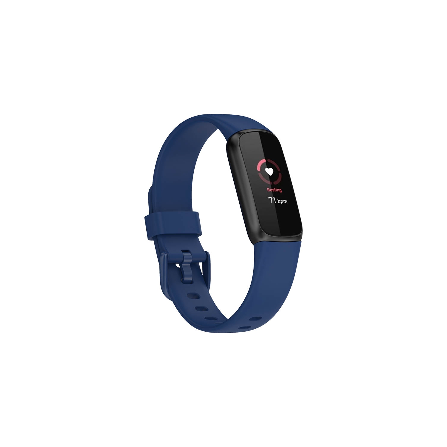 StrapsCo Single Solid Colour Silicone Rubber Watch Band Strap for Fitbit Luxe - Short-Medium - Navy Blue