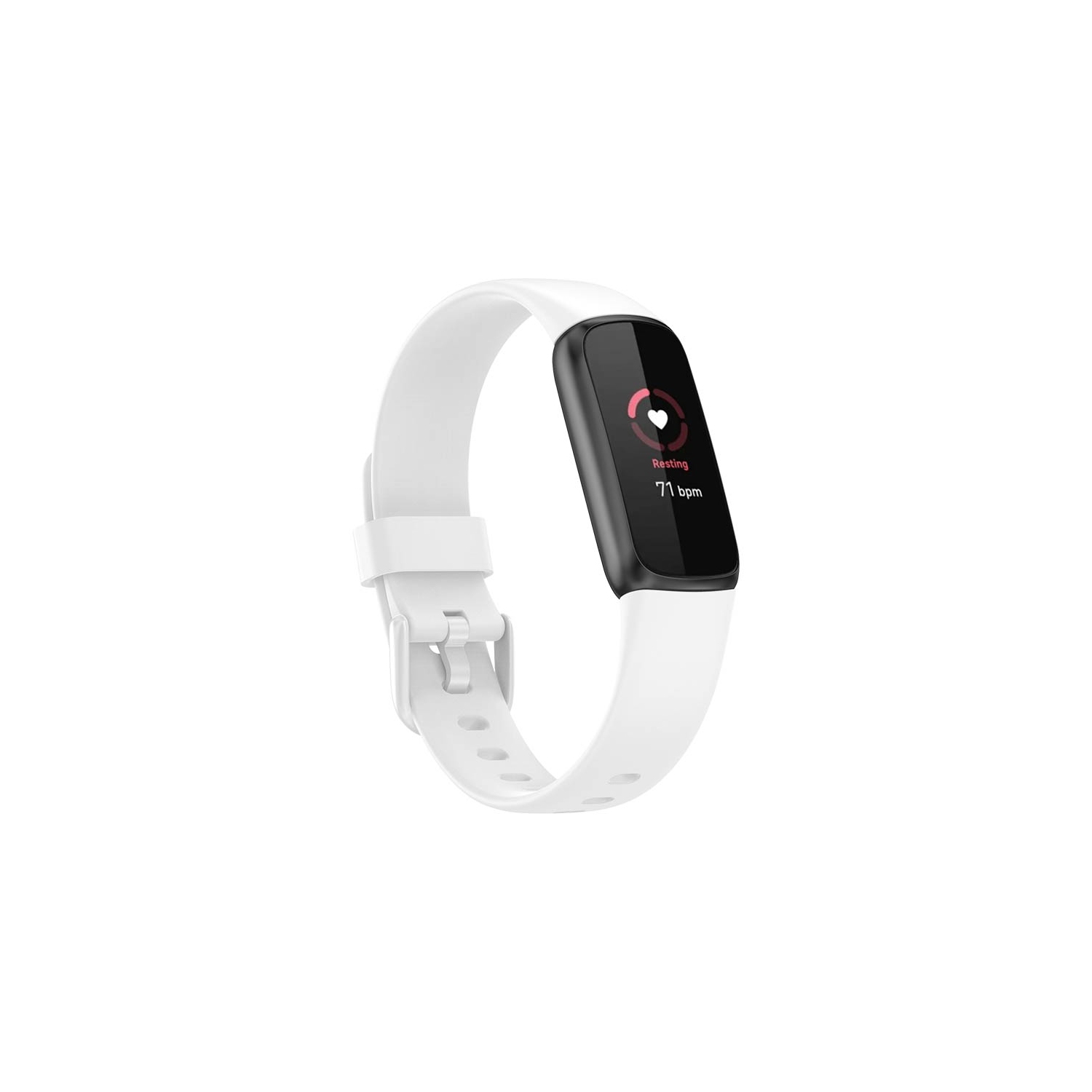 StrapsCo Single Solid Colour Silicone Rubber Watch Band Strap for Fitbit Luxe - Medium-Long - White