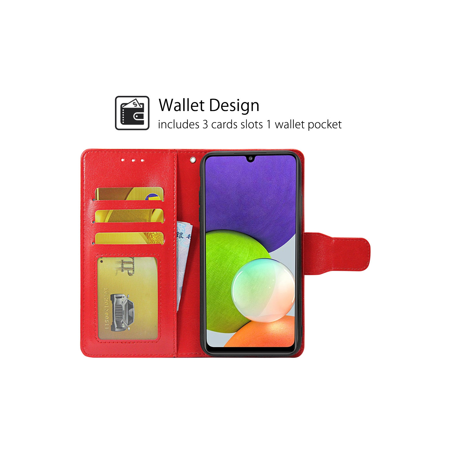 TopSave – Portefeuille folio à rabat en cuir avec pince magnétique, étui porte-carte pour Samsung Galaxy A36/A56 5G-6,7 pouces, rouge
