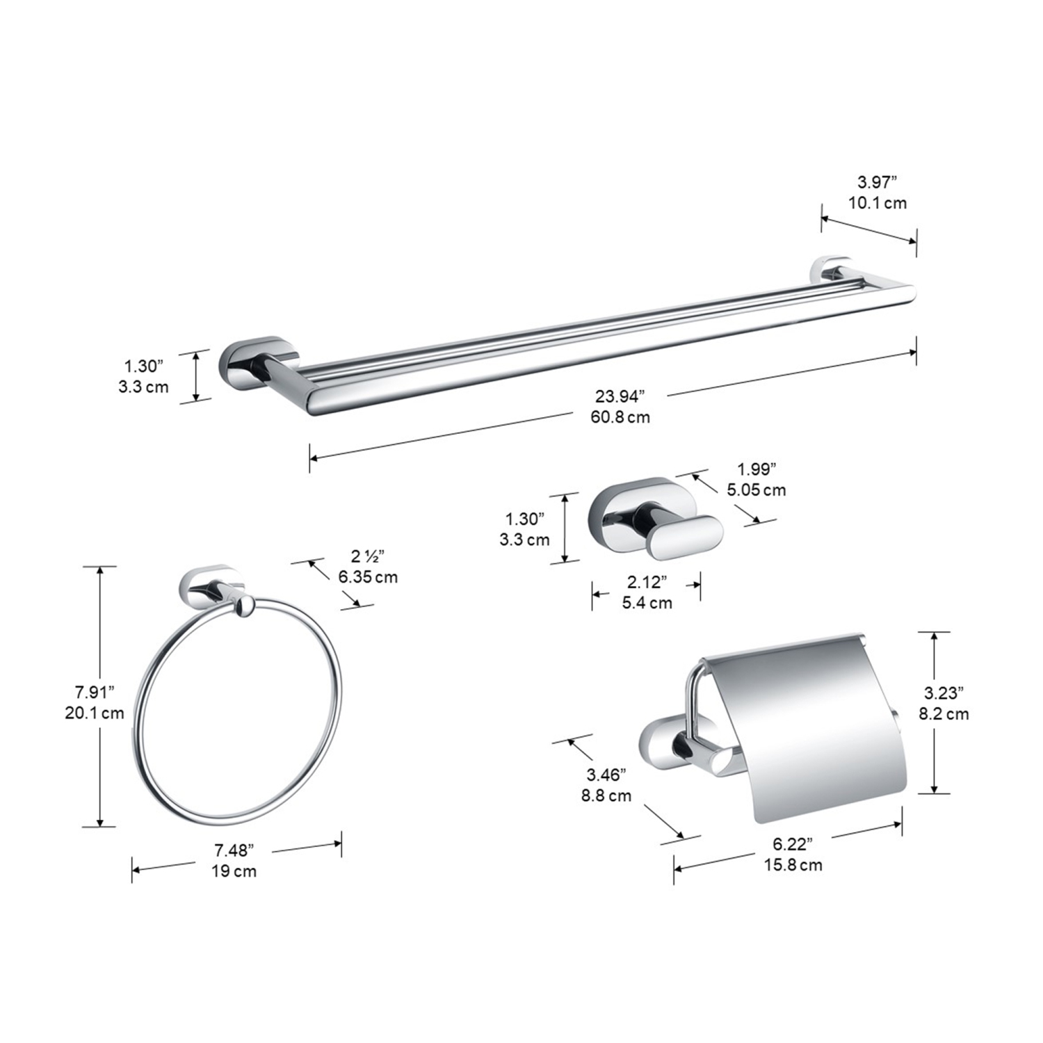 Ancona Aria 4-Piece Bathroom Accessory Set in Chrome