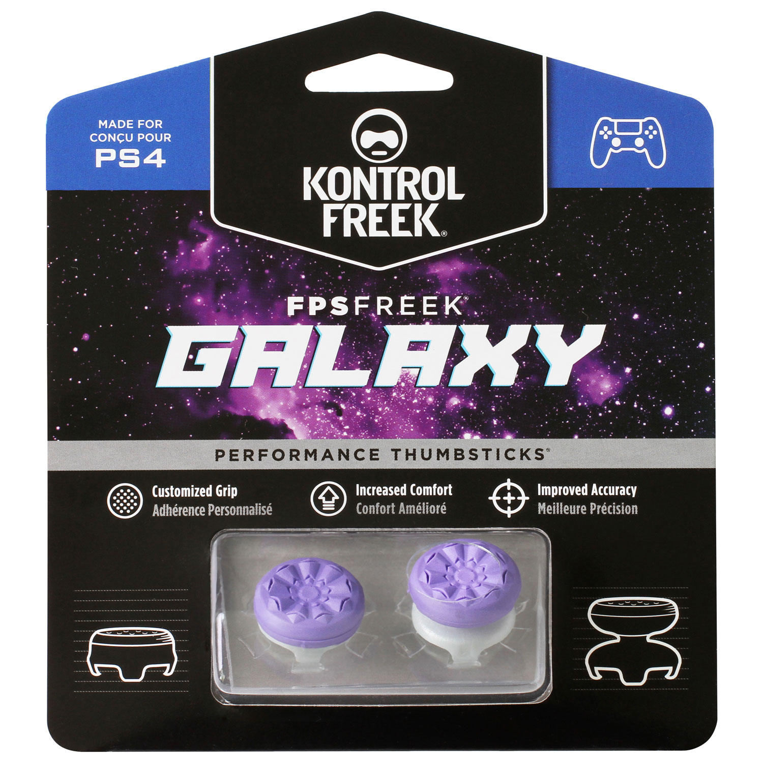  KontrolFreek FPS Freek Galaxy Black for Playstation 4 (PS4) and  Playstation 5 (PS5), Performance Thumbsticks, 1 High-Rise, 1 Mid-Rise