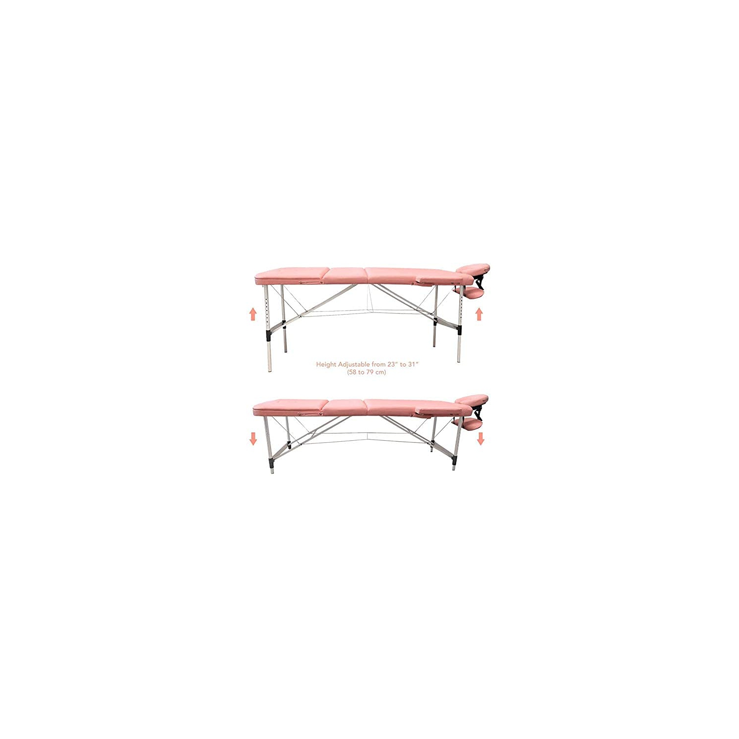 Pink 3-Section Aluminum 84" L Portable Massage Table Facial SPA Bed Tattoo w/Bolster Pillow