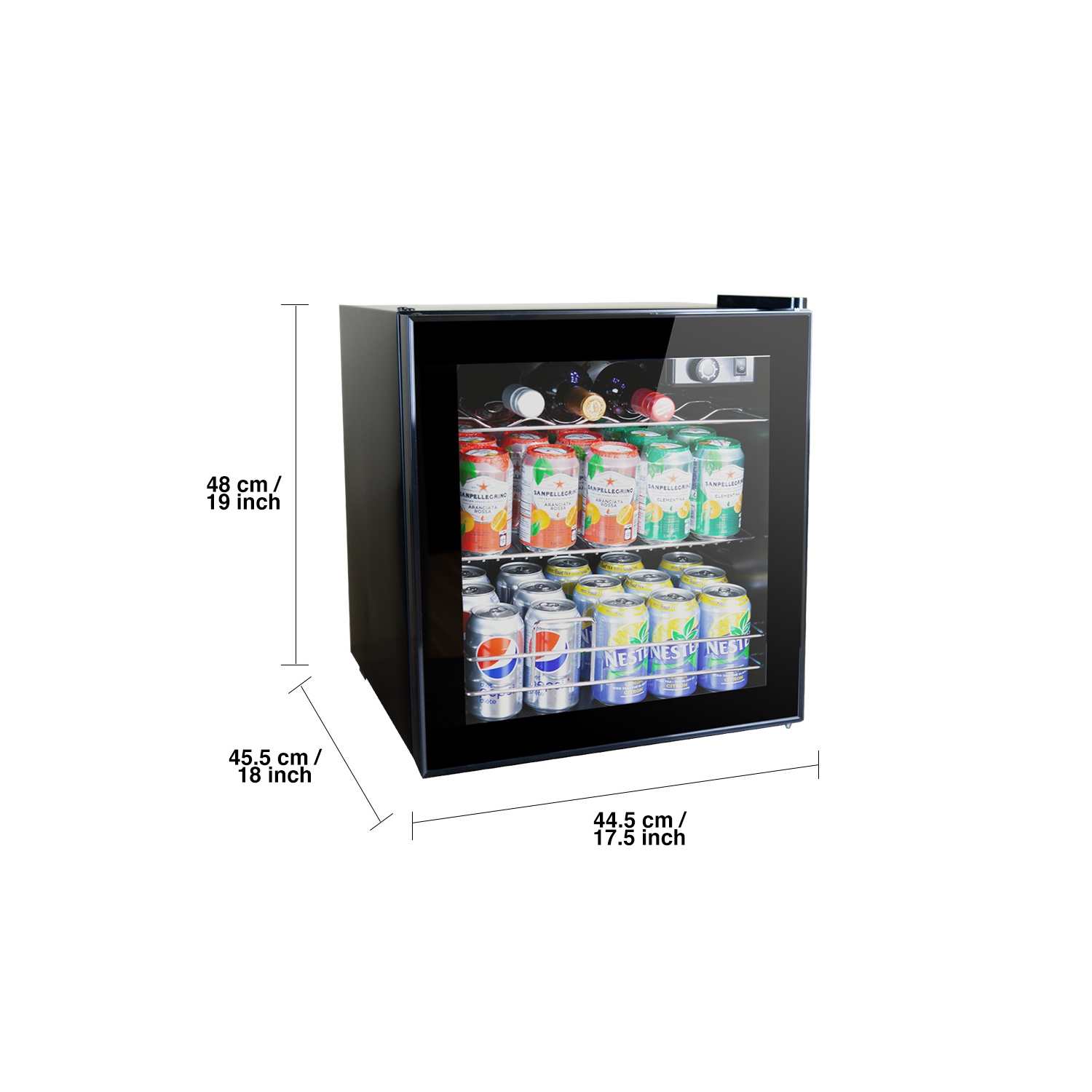 60 Can Wine and Beverage Refrigerator Cooler - Mini Fridge with Reversible Clear Front Glass Door and Thermostat, LED light for Beer Soda Drink