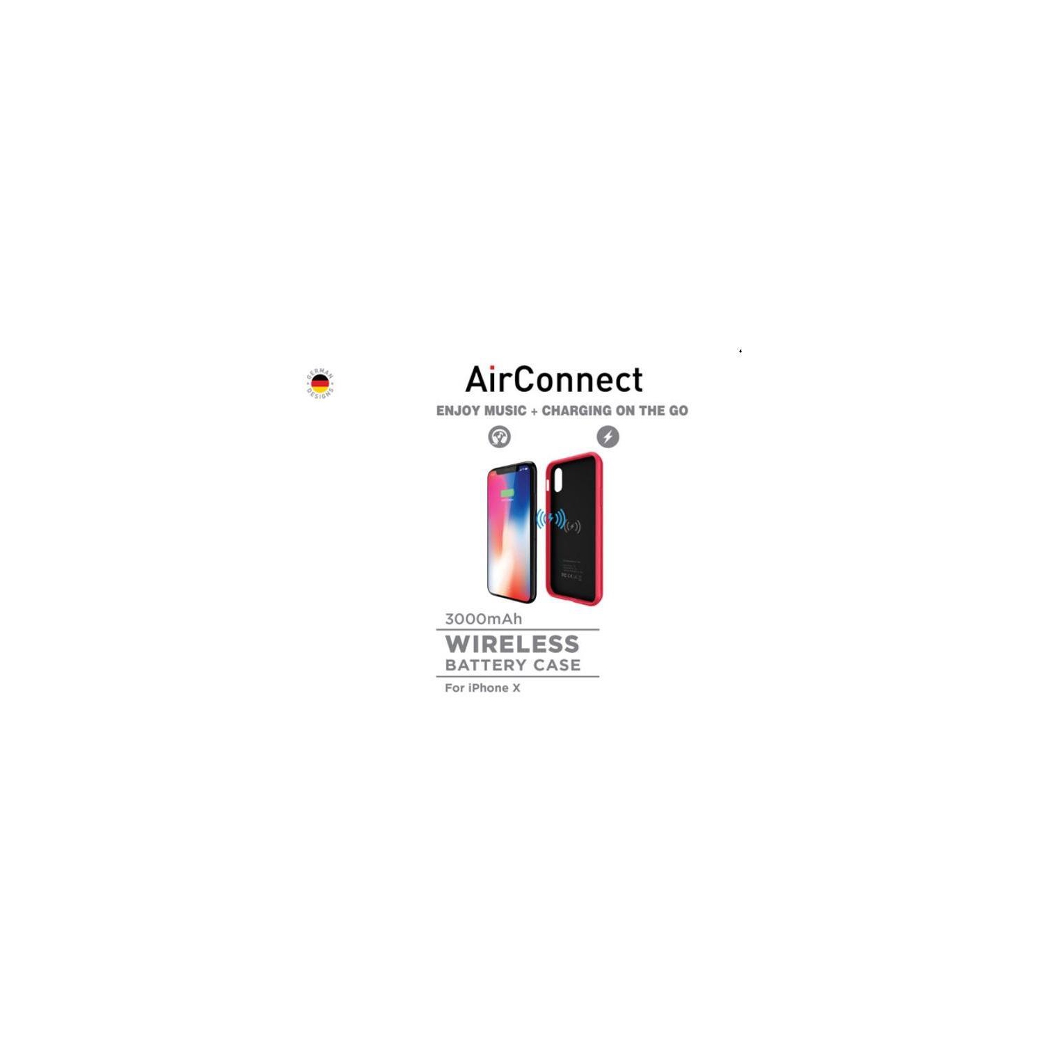 SAMA-Air Connect Wireless Battery Case for iphone X 3000 mAh & Free Screen Protector - Red