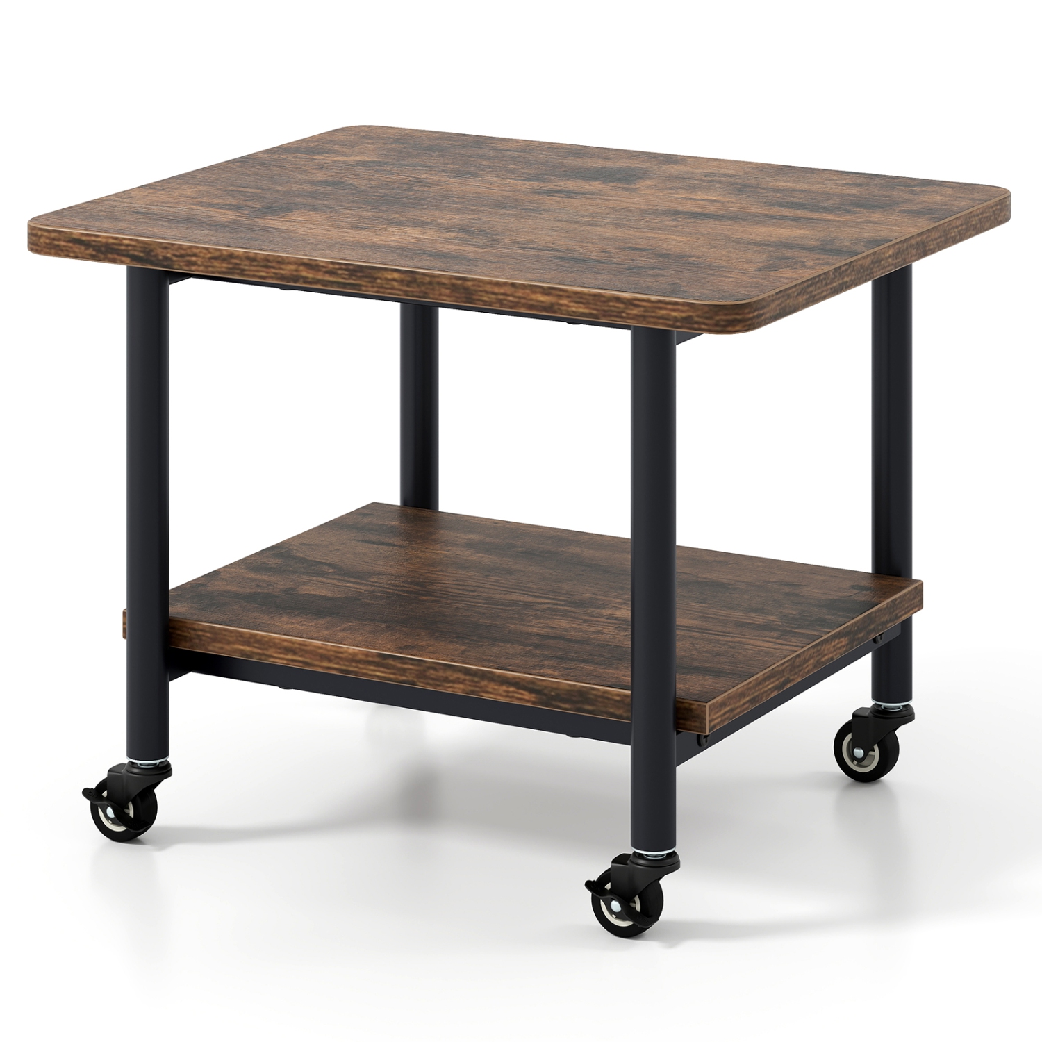Gymax Under Desk Printer Stand 2-Tier Mobile Printer Table w/ Storage Shelf Lockable Wheels