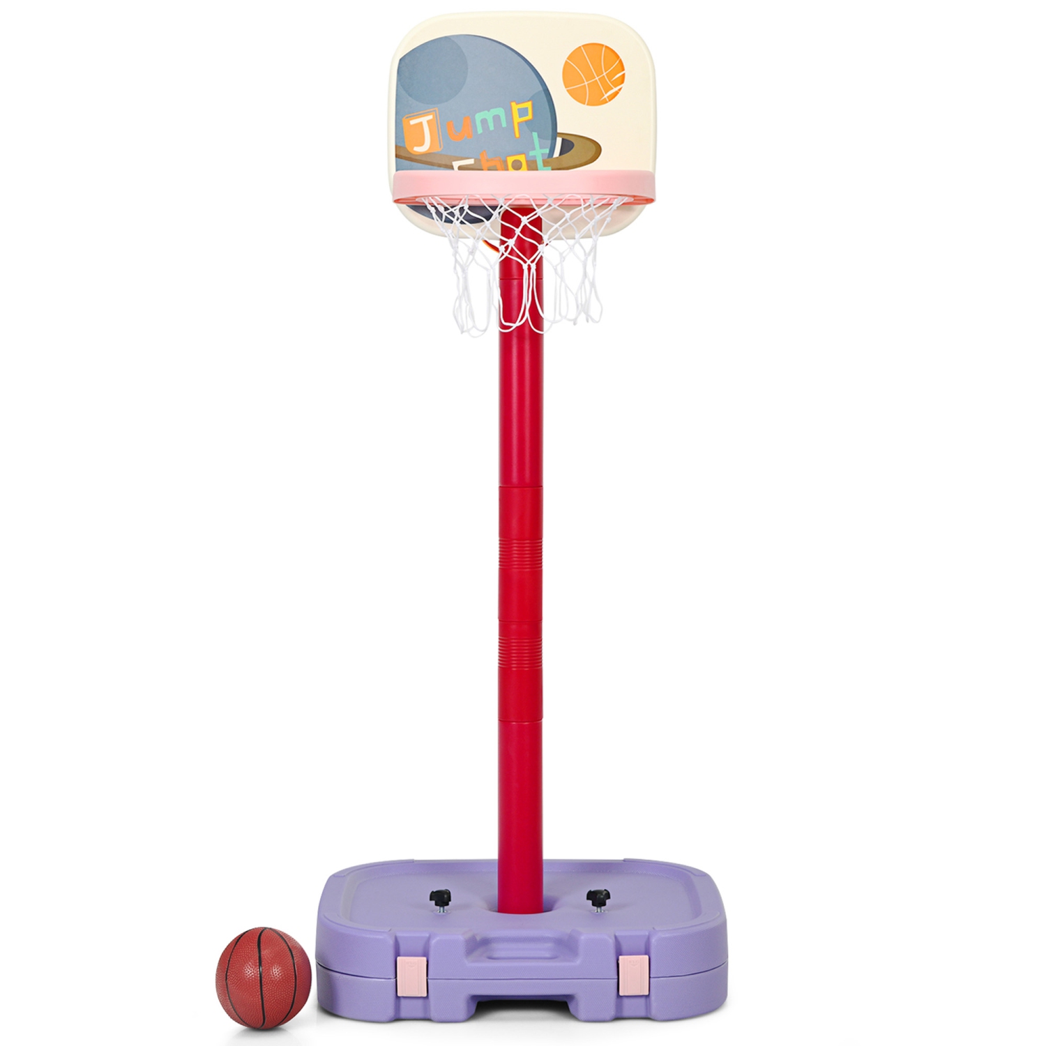 Gymax Portable 2 in 1 Kids Basketball Hoop Stand w/ Ring Toss & Storage Box
