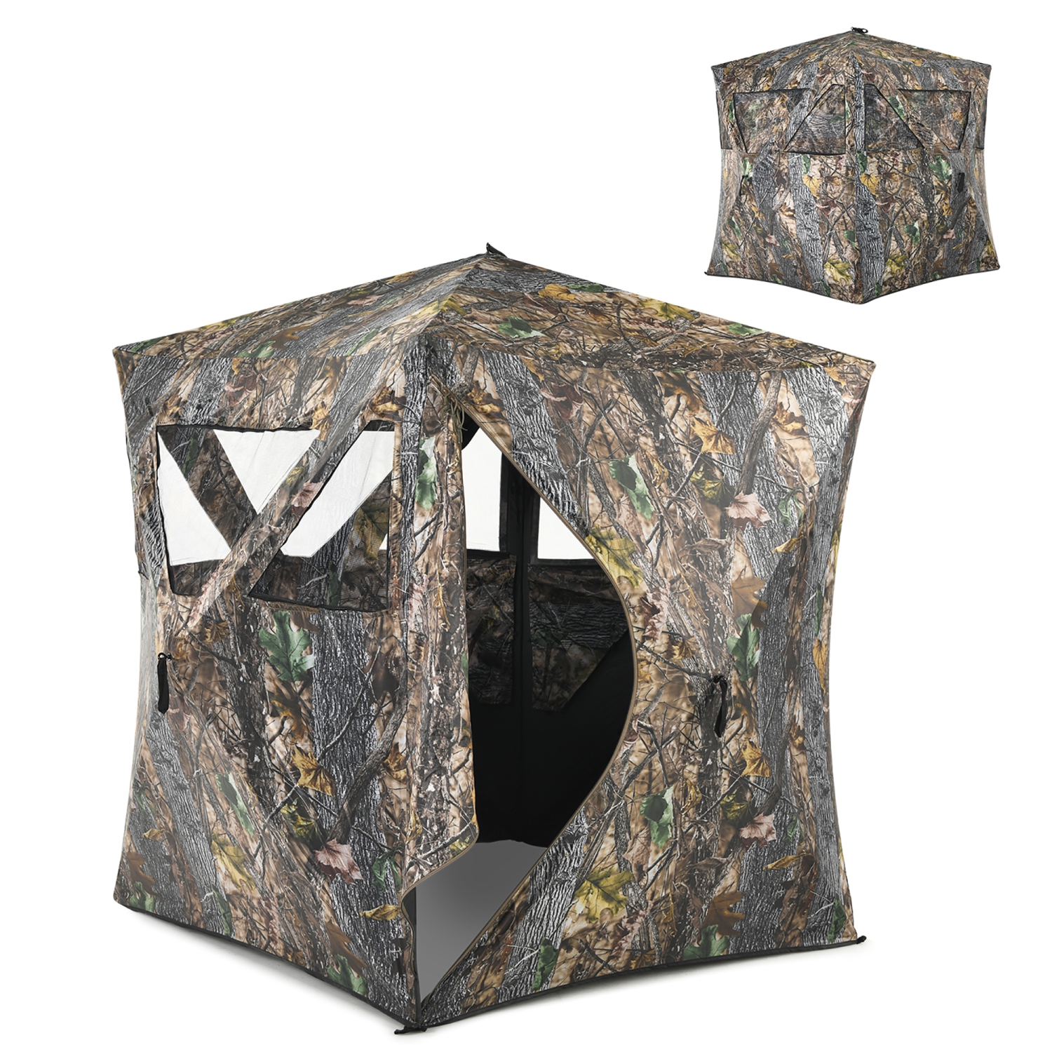 Gymax 3 Person Portable Hunting Blind Pop-Up Ground Blind w/Tie-downs & Carrying Bag