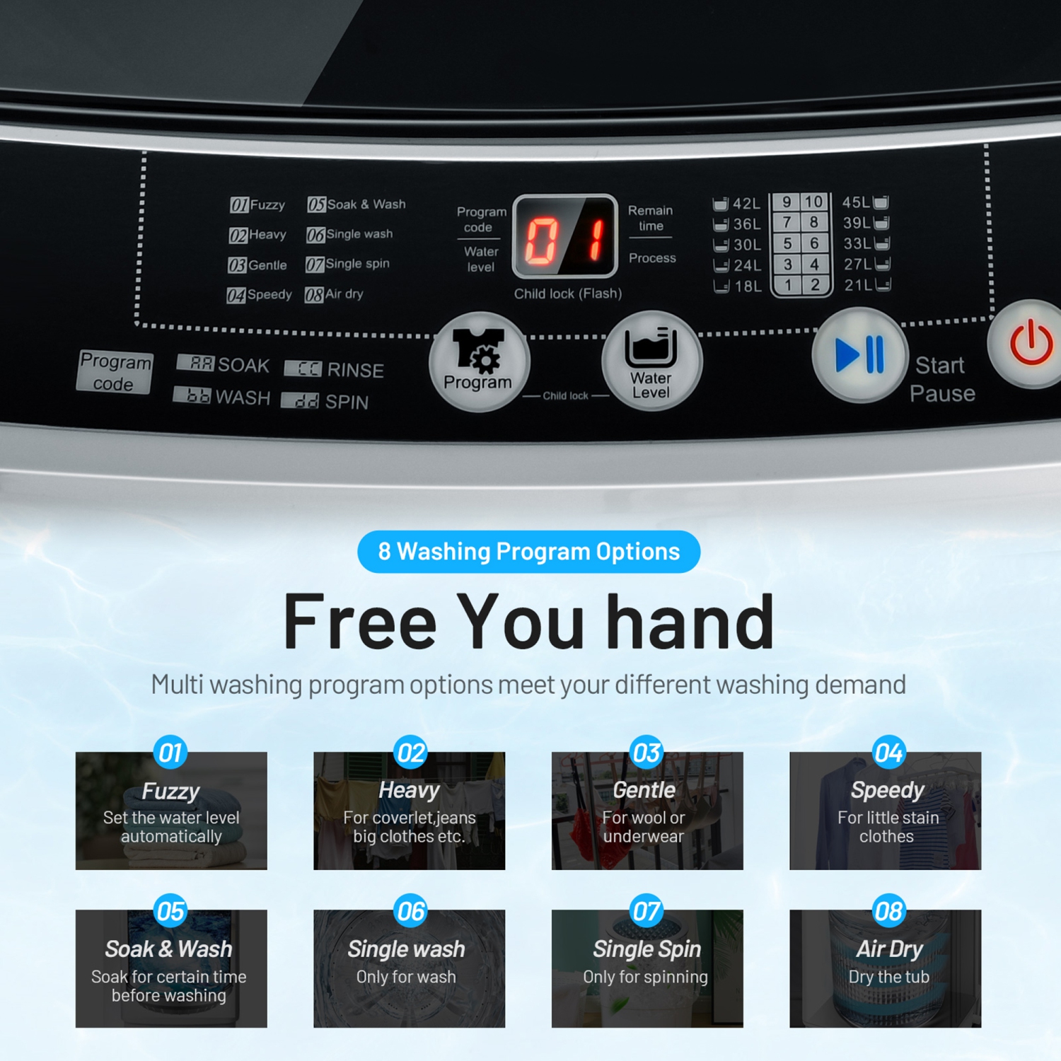 Gymax Compact Full-automatic Washing Machine Laundry Washer w/ 11 lbs Capacity