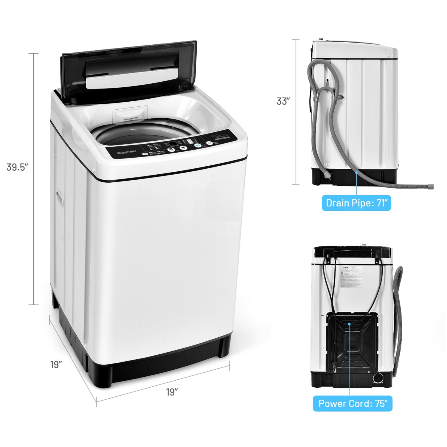 Laveuse-sécheuse compacte entièrement automatique de Gymax avec capacité de 11 lb