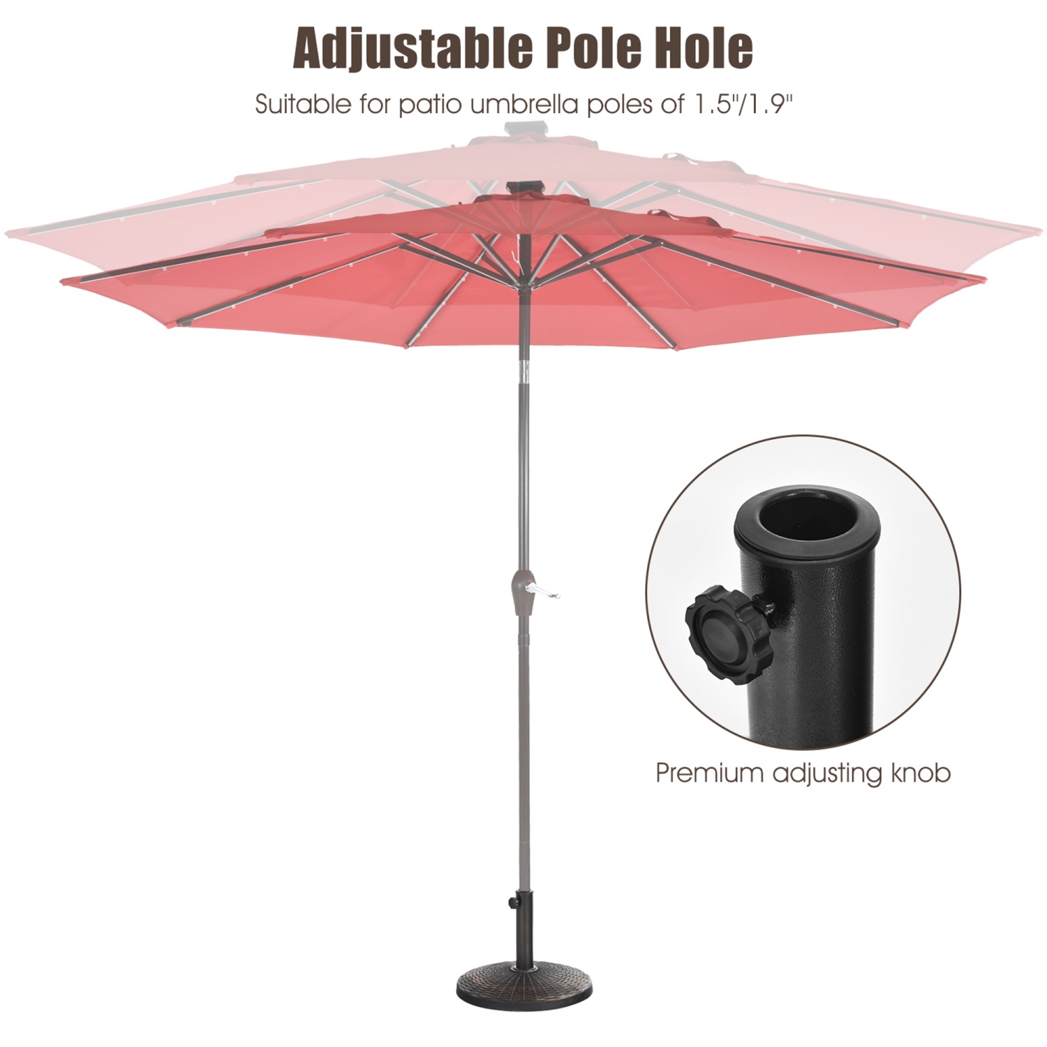 Gymax 22 lbs Round Resin Patio Umbrella Base Stand Holder w/ Adjustable Knob