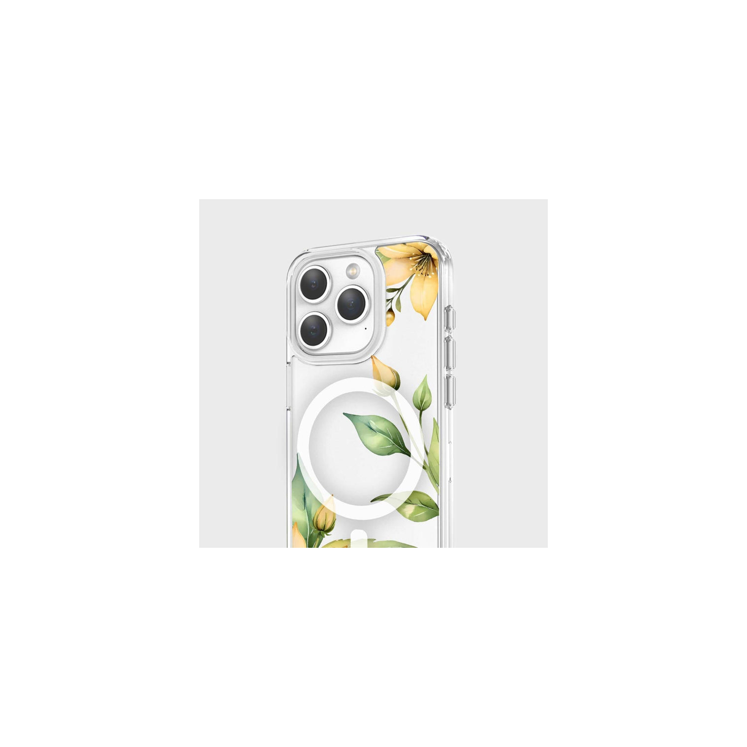 MagSafe iPhone 15 Pro Max Yellow Wildflower Clear Case