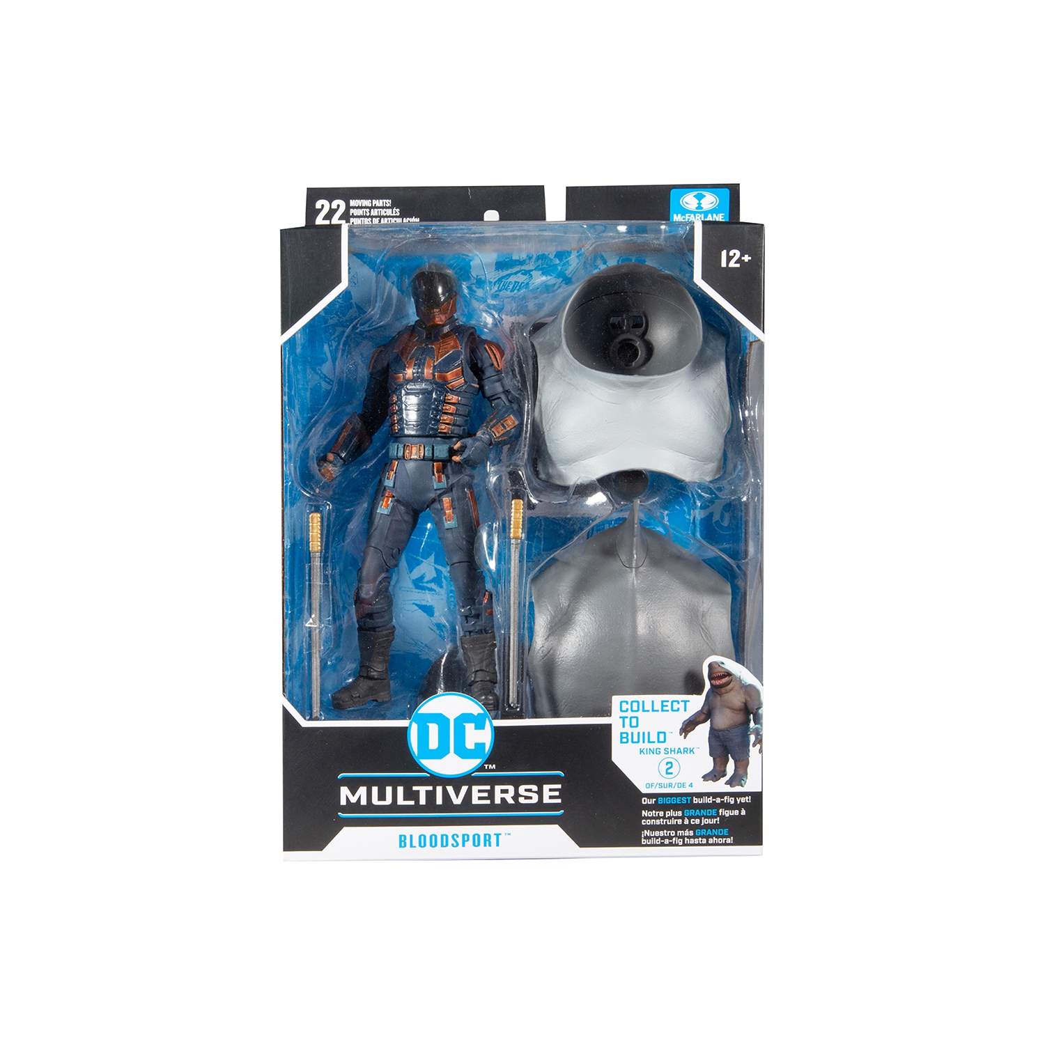 DC Multiverse suicide Squad – figurine d’action BAF King Shark de 7 po – Bloodsport masqué