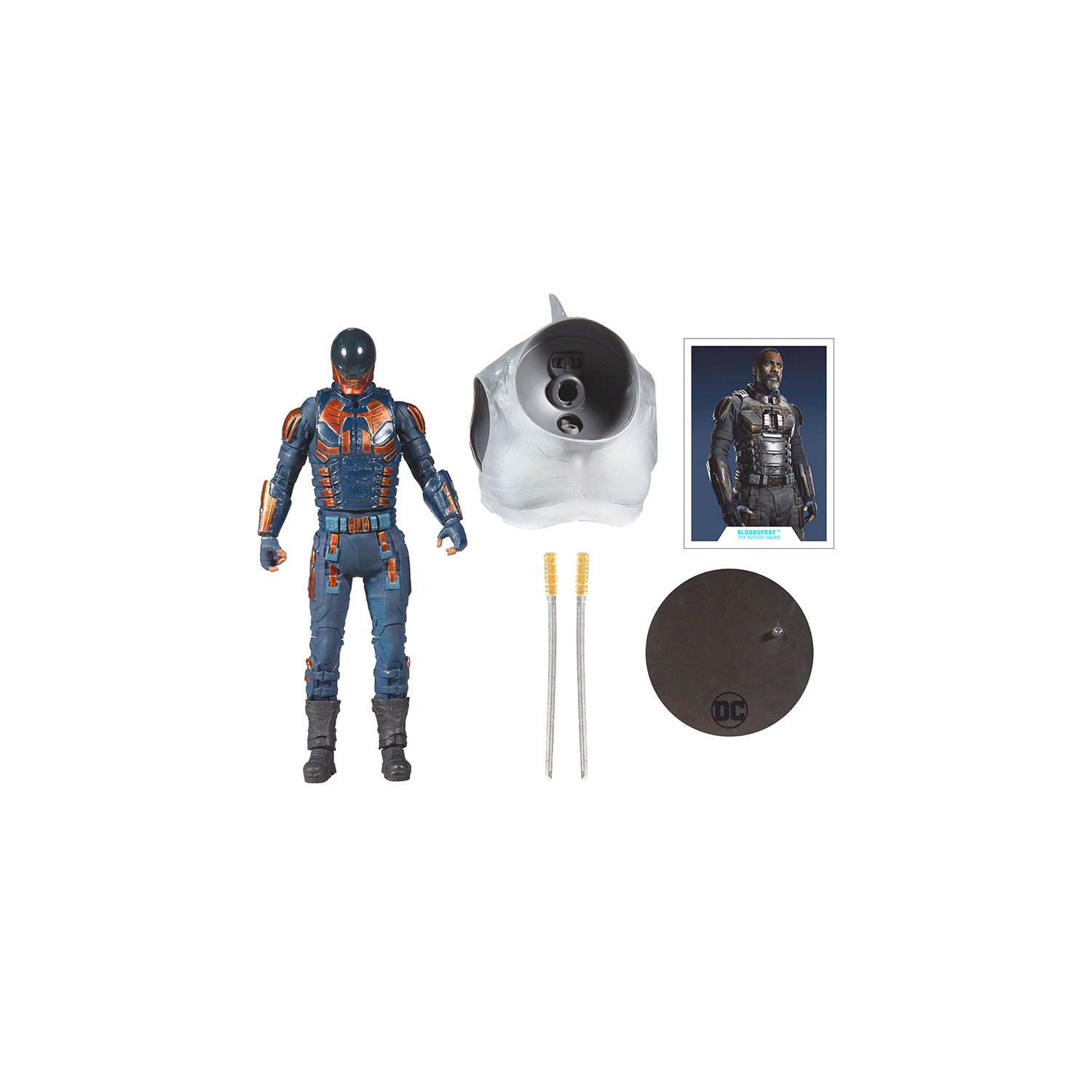 DC Multiverse suicide Squad – figurine d’action BAF King Shark de 7 po – Bloodsport masqué