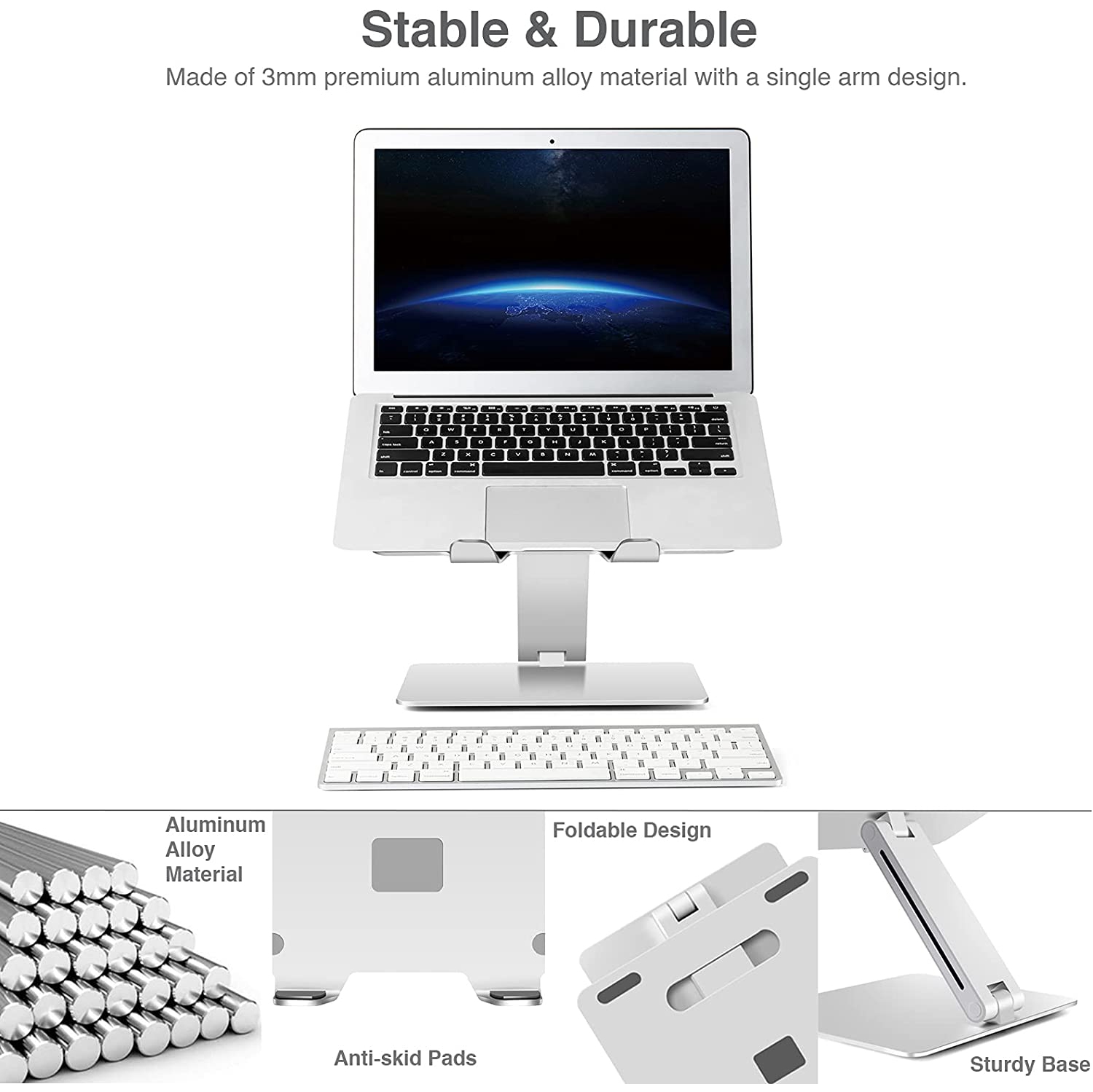 Support d'ordinateur portable réglable, support d'ordinateur portable  ergonomique avec évent de chaleur pour élever l'ordinateur portable, support  d'ordinateur portable robuste compatible