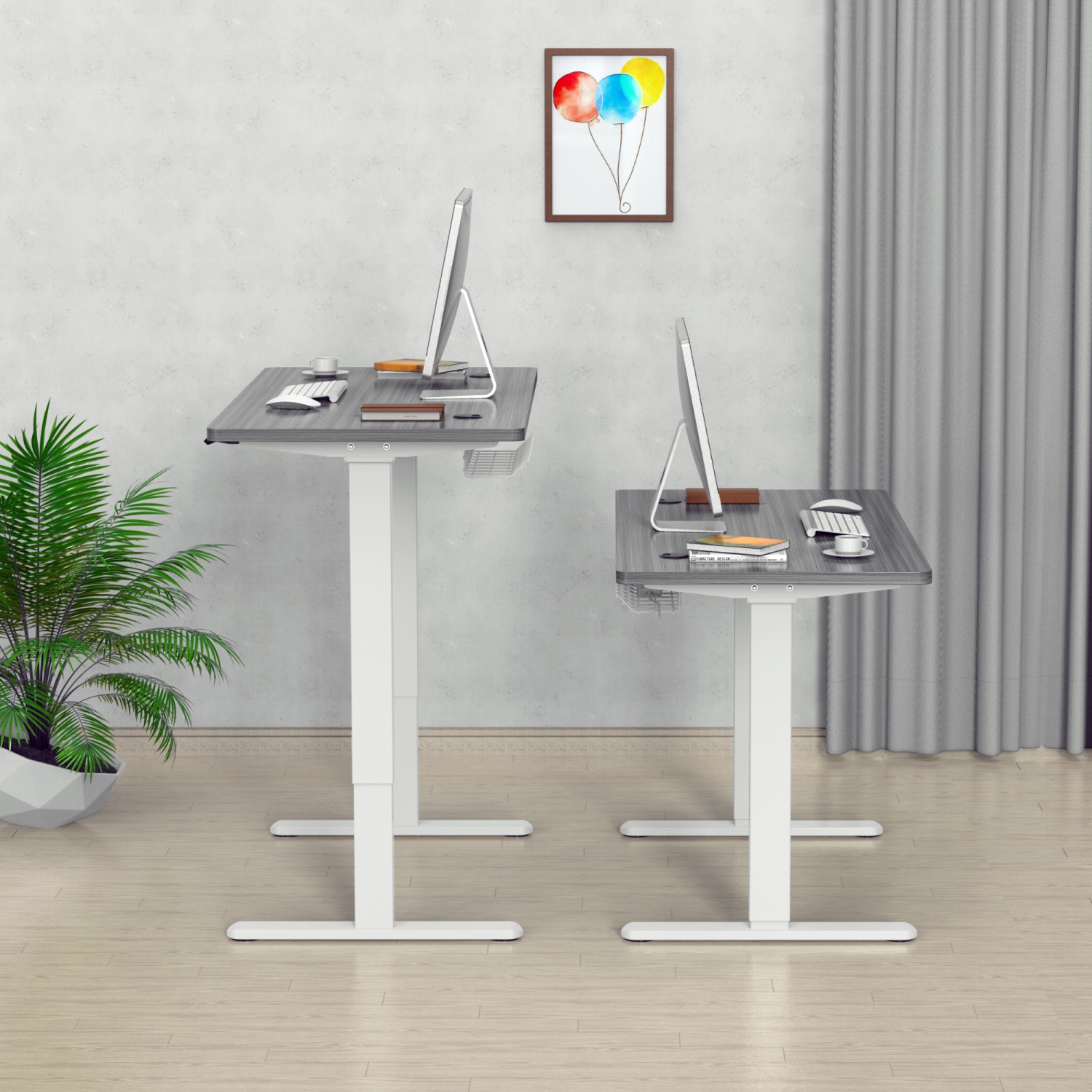 SHOPPINGALL Dual Motor Height Adjustable Electric sit to Standing Desk 48 x 24 Inch Tabletop, 3 Memory Preset Button Controller - SA-GHED122D-1P