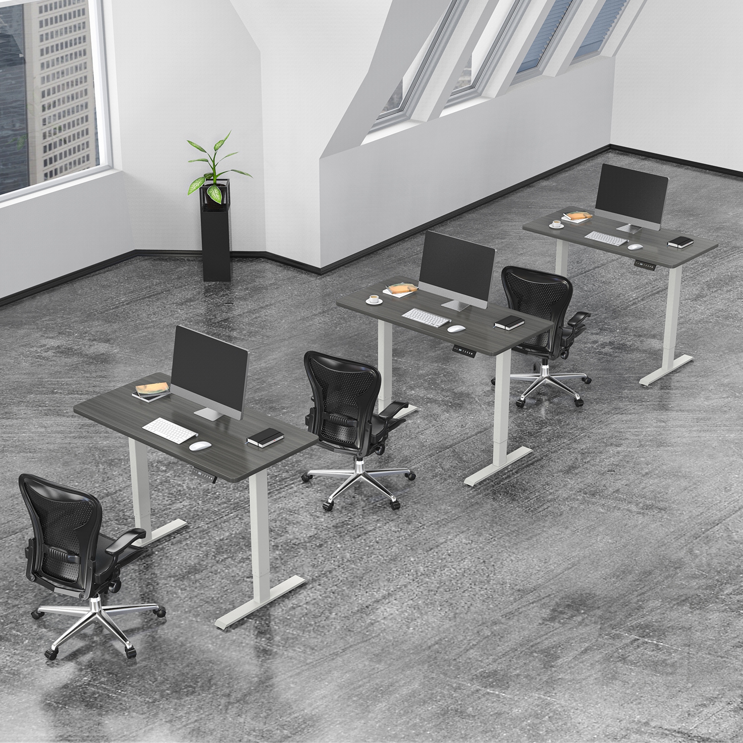 SHOPPINGALL Dual Motor Height Adjustable Electric sit to Standing Desk 48 x 24 Inch Tabletop, 3 Memory Preset Button Controller - SA-GHED122D-1P