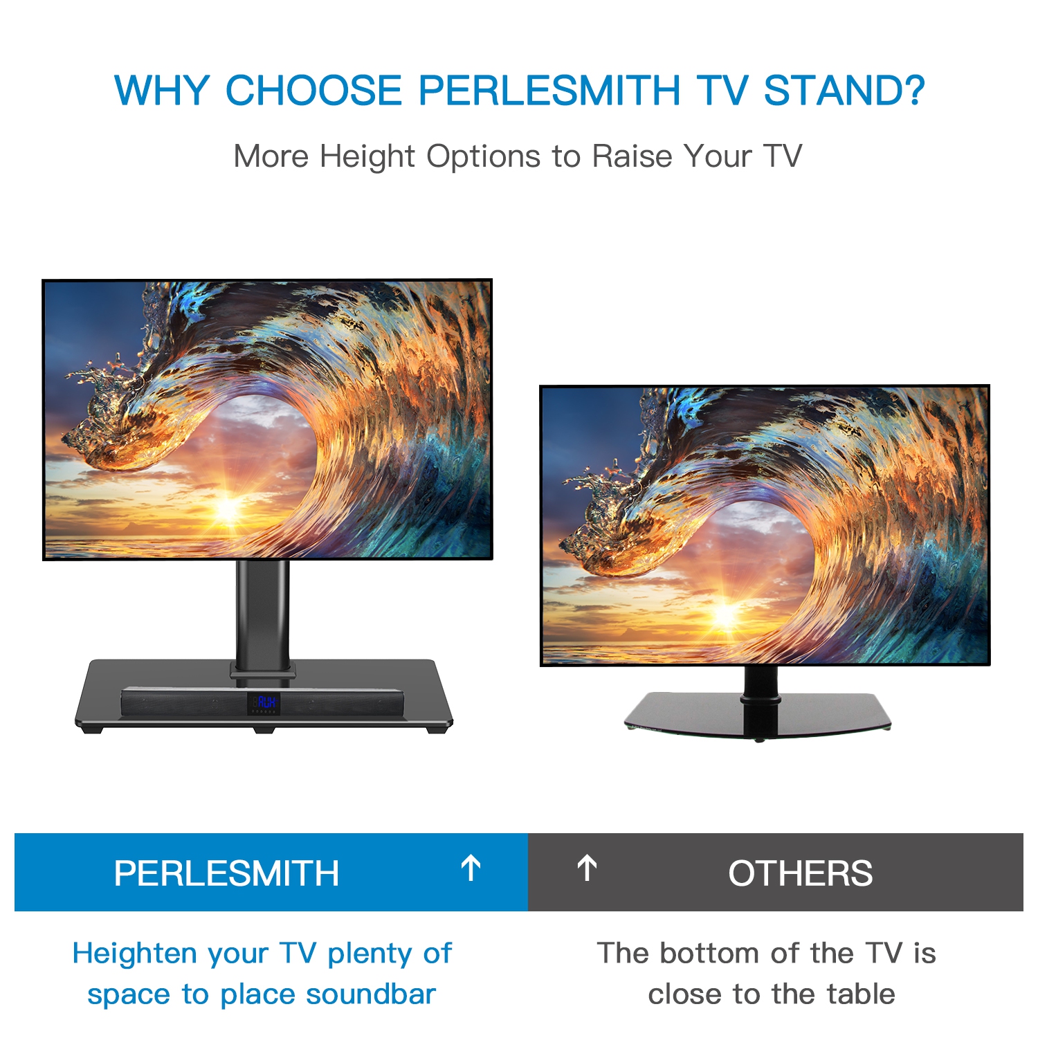 PERLESMITH Universal TV stand for 37" - 70" Flat Screen TVs
