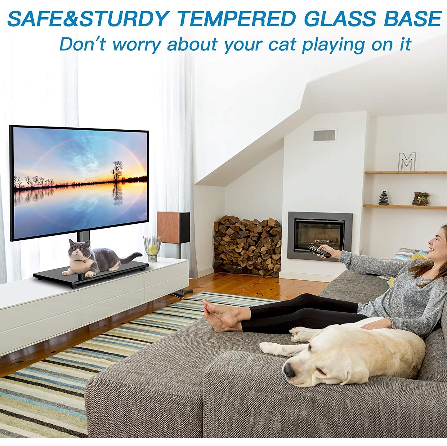 PERLESMITH Swivel Universal TV Stand for 37" - 70" Flat Screen TV’s