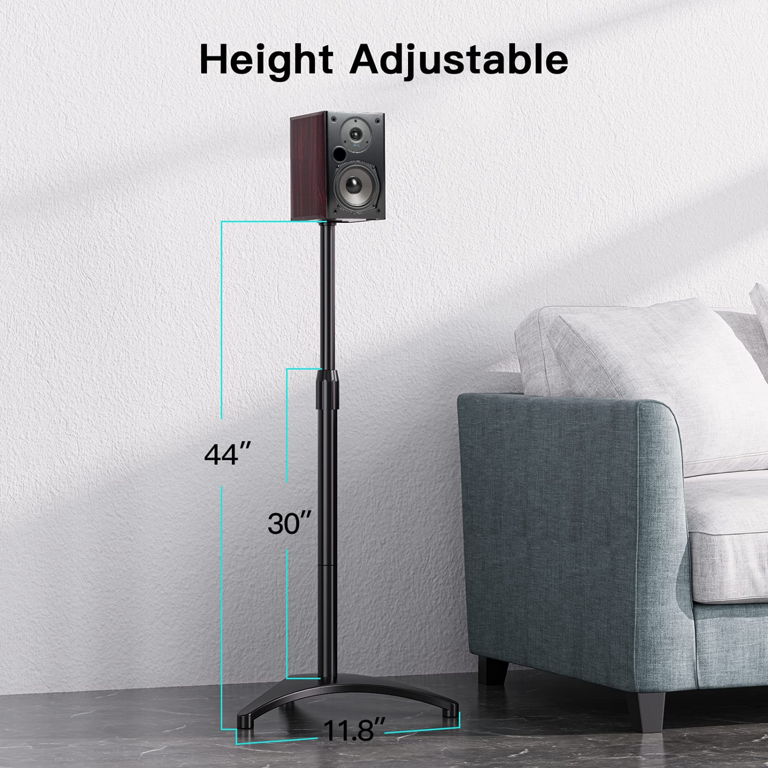 PERLESMITH Adjustable Height Universal Speaker Stands for Satellite & Small Bookshelf Speakers