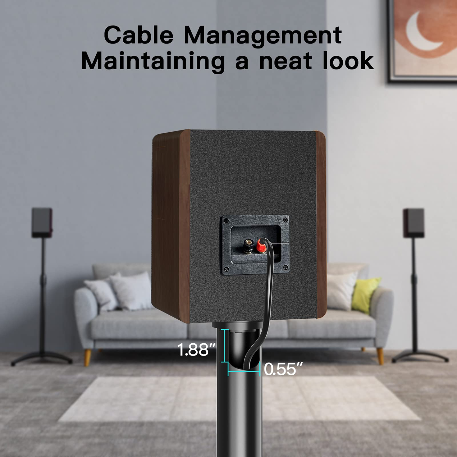 PERLESMITH Adjustable Height Universal Speaker Stands for Satellite & Small Bookshelf Speakers