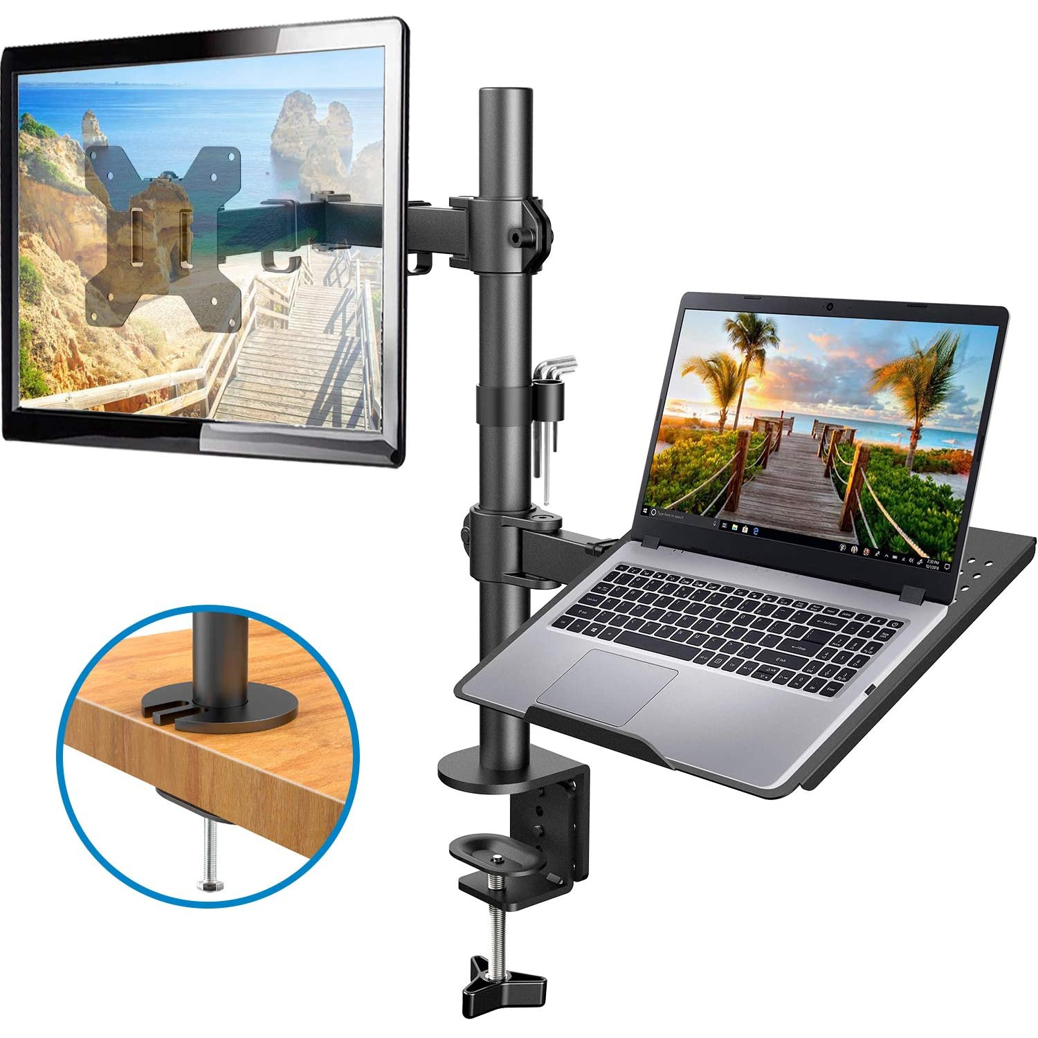 HUANUO Monitor Stand Black 2 Pieces Laptop Stand for Computer/Laptop/Printer Monitor up to a Weight of 30 kg 