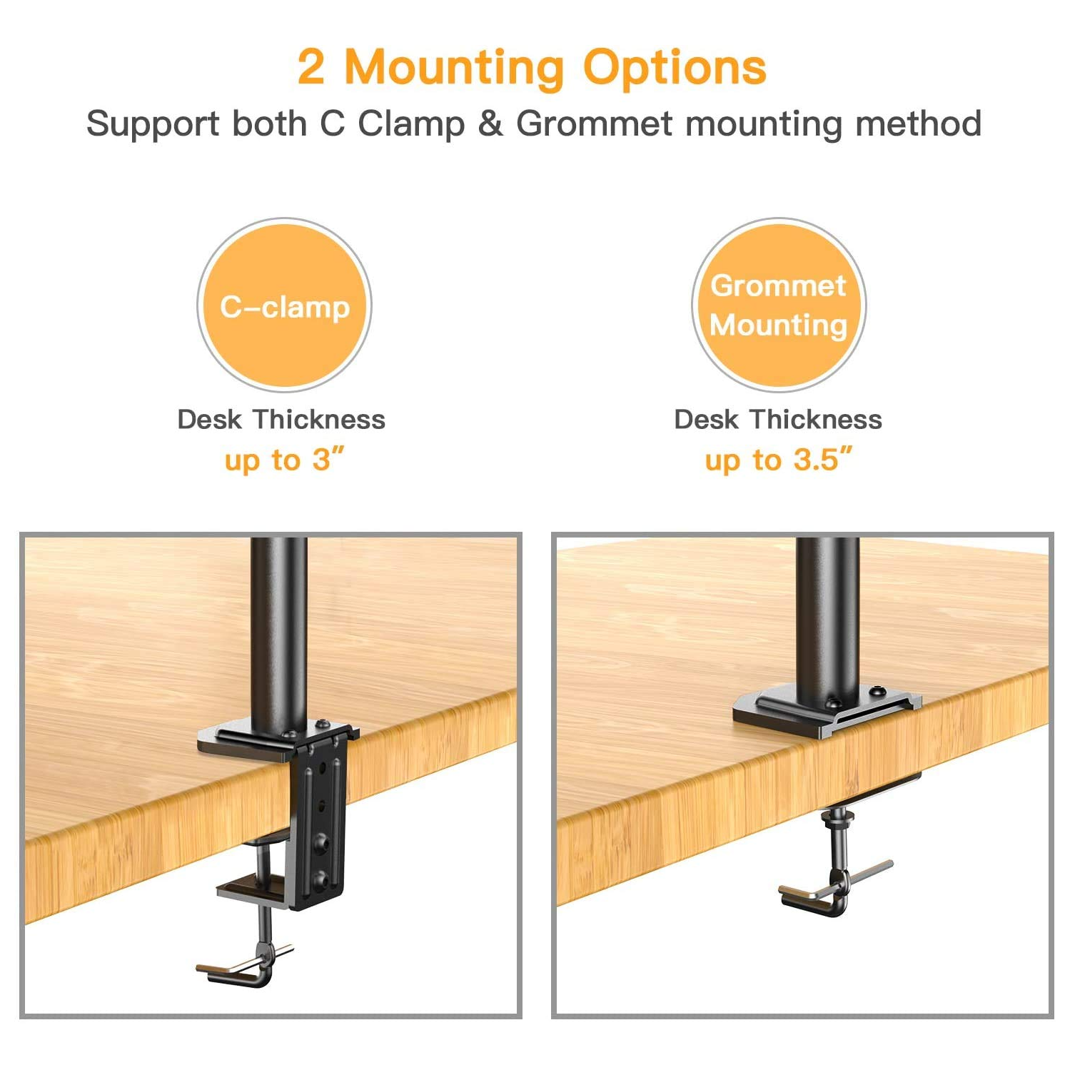 HUANUO Dual Arm Articulating Clamping Monitor Desk Mount 13 to 27"
