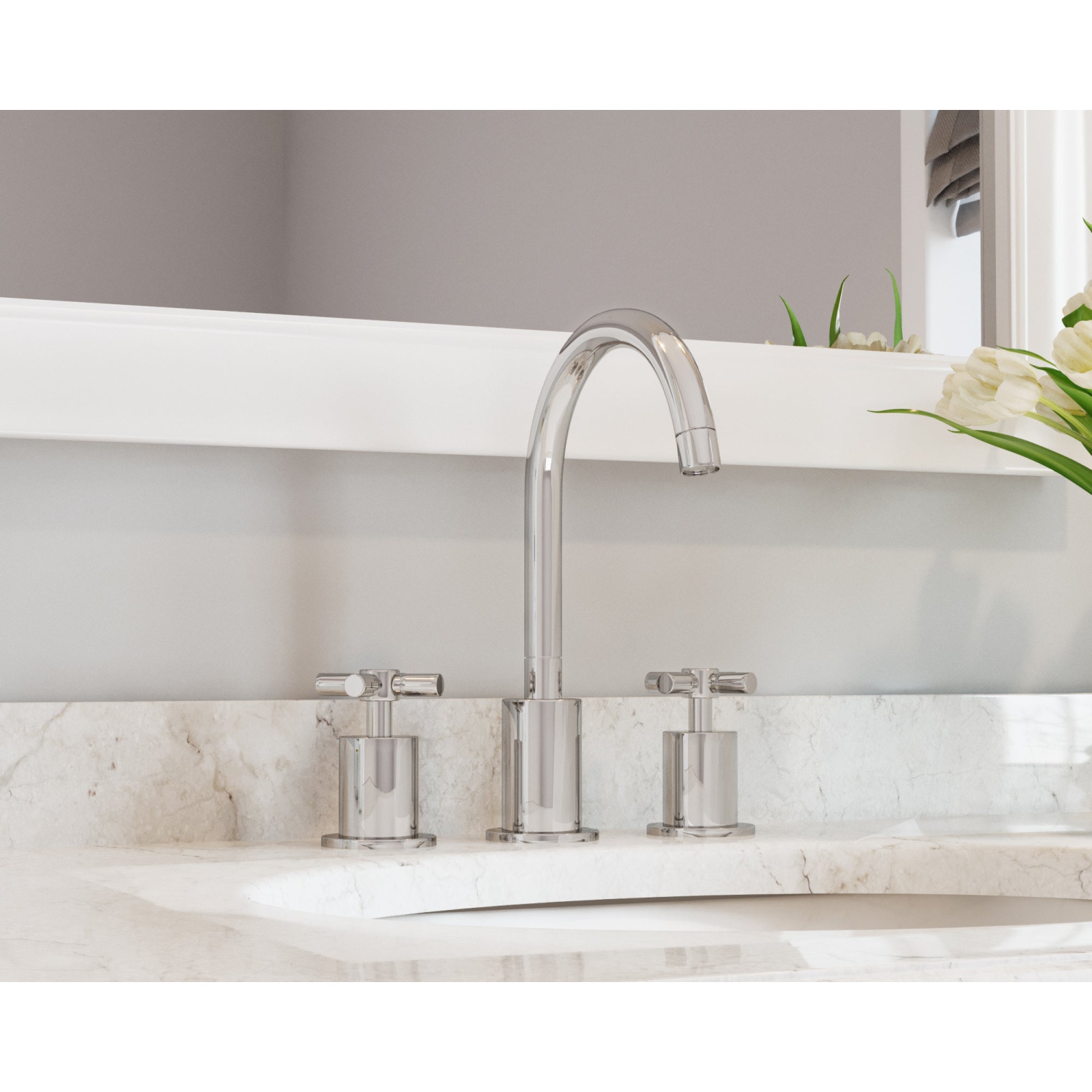 Ancona Prima 3 Widespread Double Handle Bathroom Faucet in Chrome