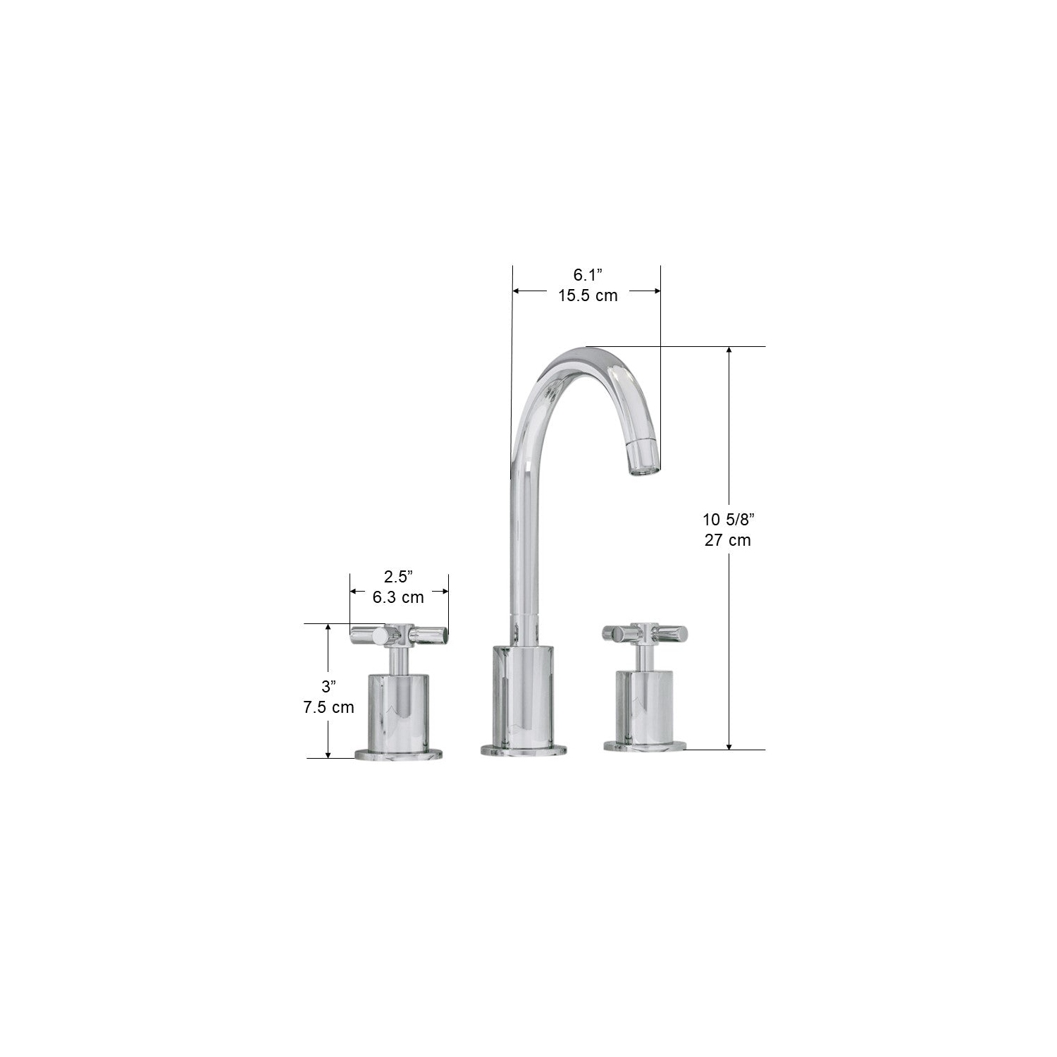 Ancona Prima 3 Widespread Double Handle Bathroom Faucet in Chrome