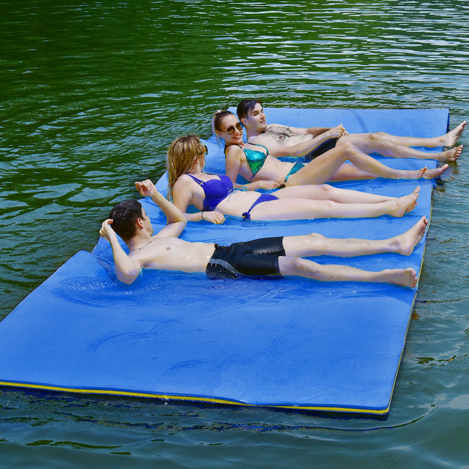 Tapis flottant à 6 couches en mousse Gymax pour piscine, 12 x 3 pi