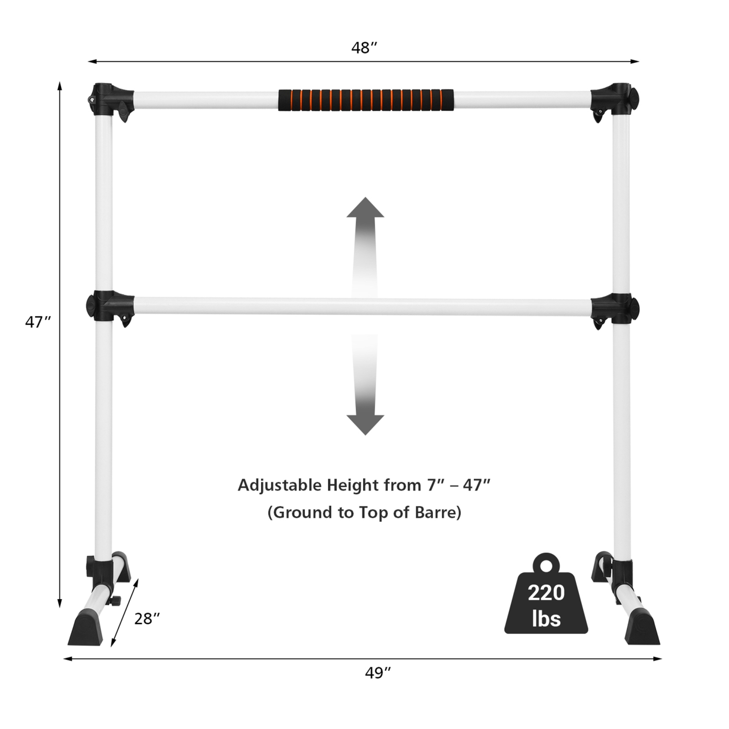 Gymax Freestanding Ballet Barre Adjustable Double Stretching Dance Bar