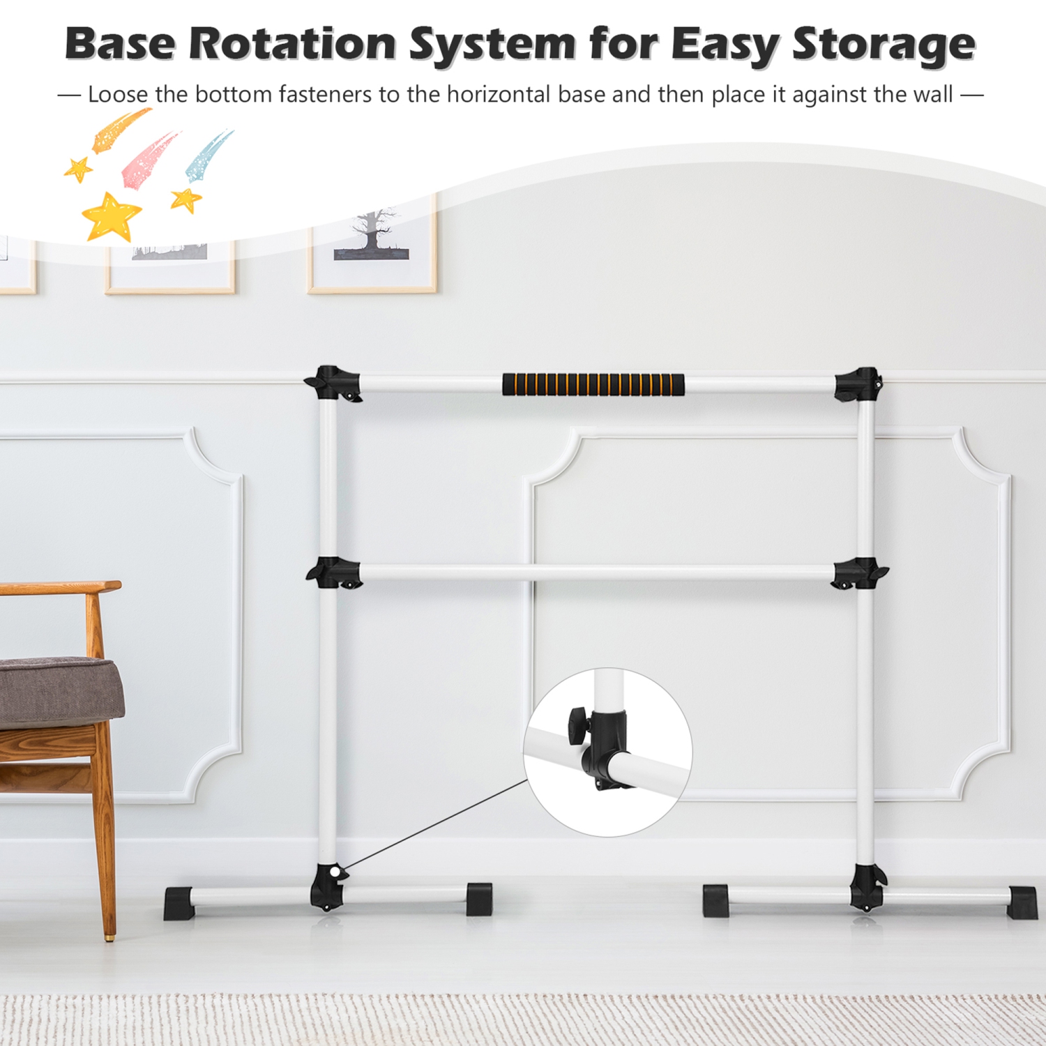 Gymax Freestanding Ballet Barre Adjustable Double Stretching Dance Bar