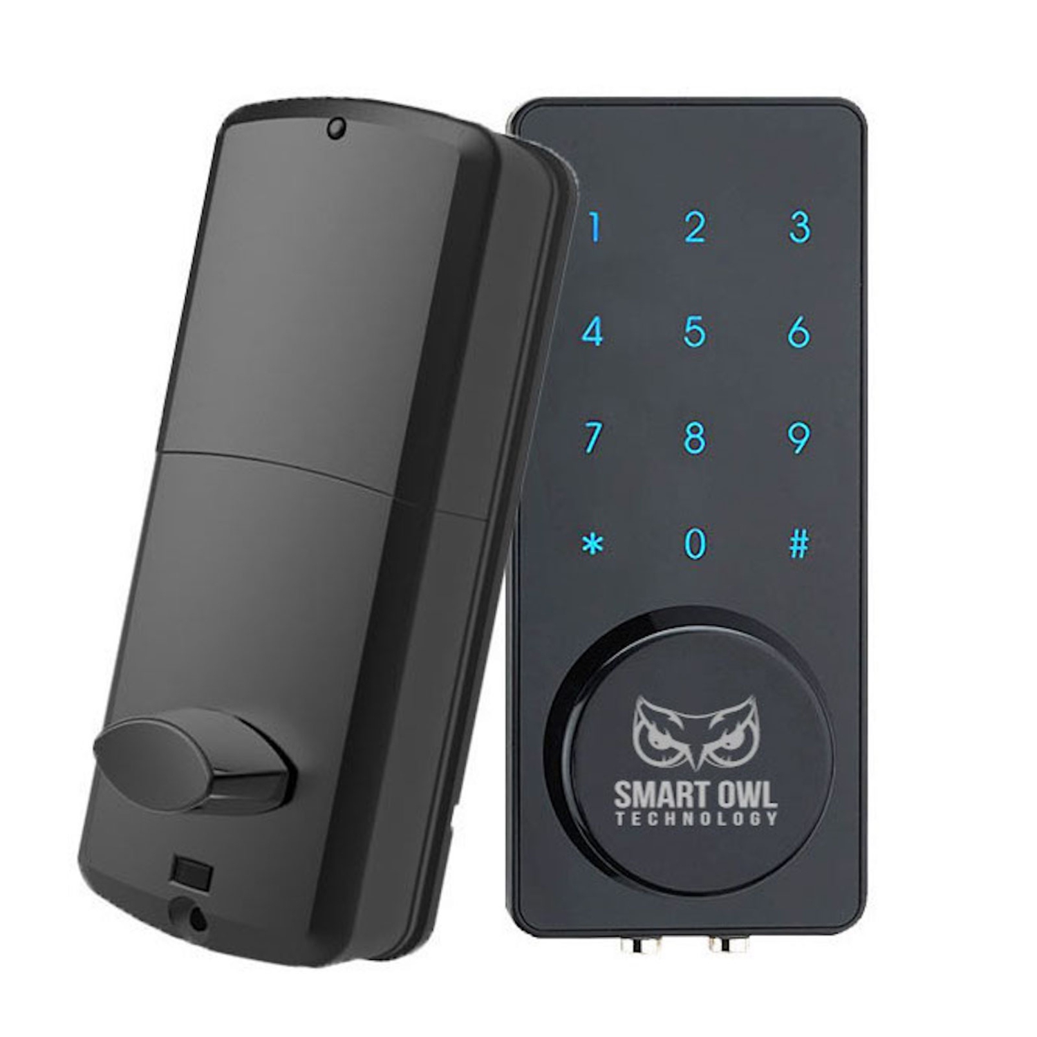 SMART OWL TECH Keyless Motorized Electronic Door Lock Deadbolt With Touchscreen Keypad, Remote Unlock Through Smartphone App Control And Auto Lock Feature – Black Color