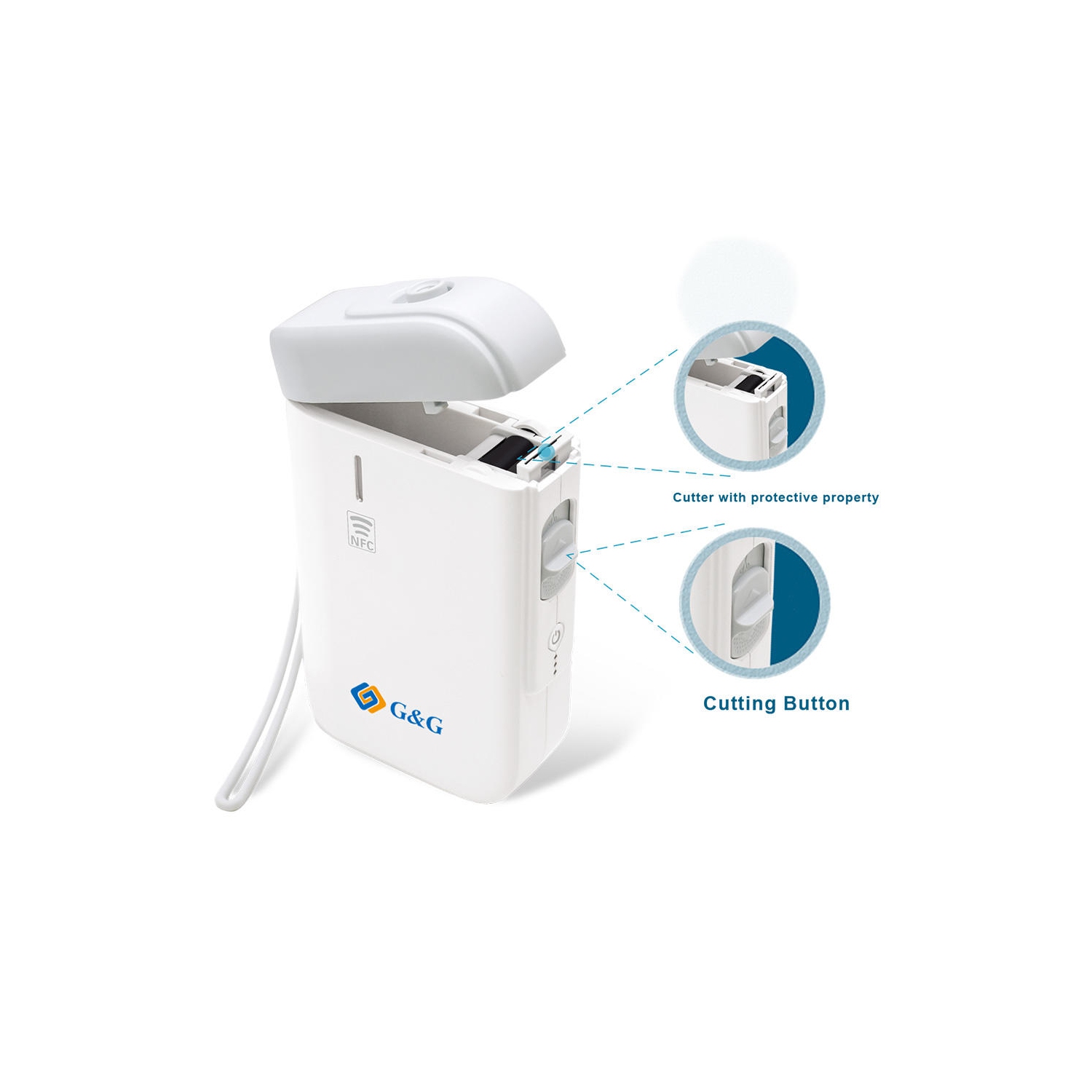 110HW 1500mAh Portable Labeler ,Wireless Bluetooth Label Printer USB2.0 NFC for Home Office Work Usage