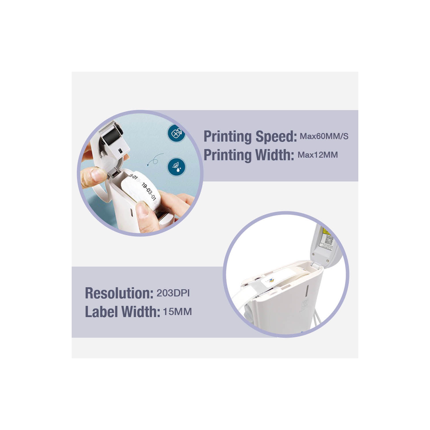 110HW 1500mAh Portable Labeler ,Wireless Bluetooth Label Printer USB2.0 NFC for Home Office Work Usage