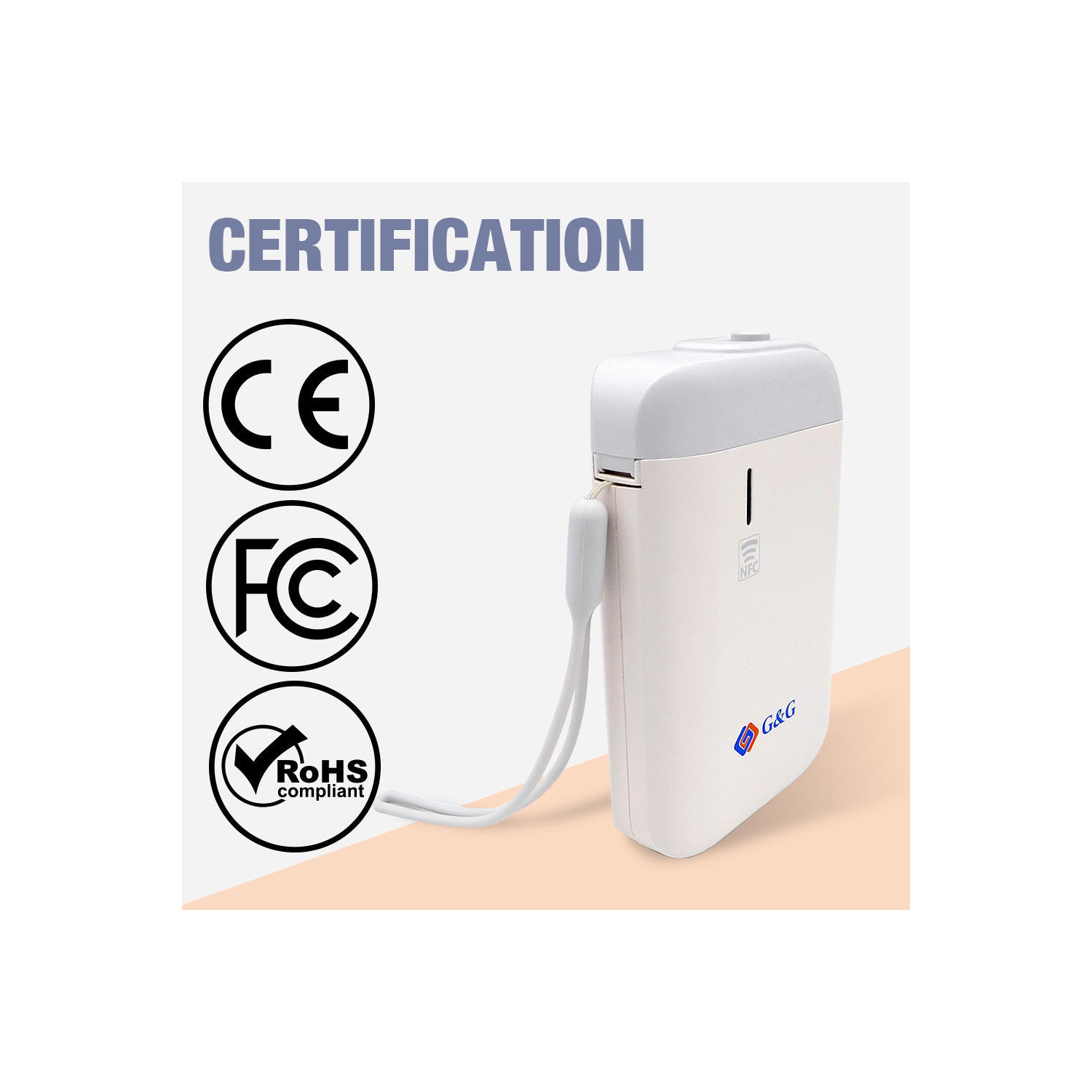 110HW 1500mAh Portable Labeler ,Wireless Bluetooth Label Printer USB2.0 NFC for Home Office Work Usage