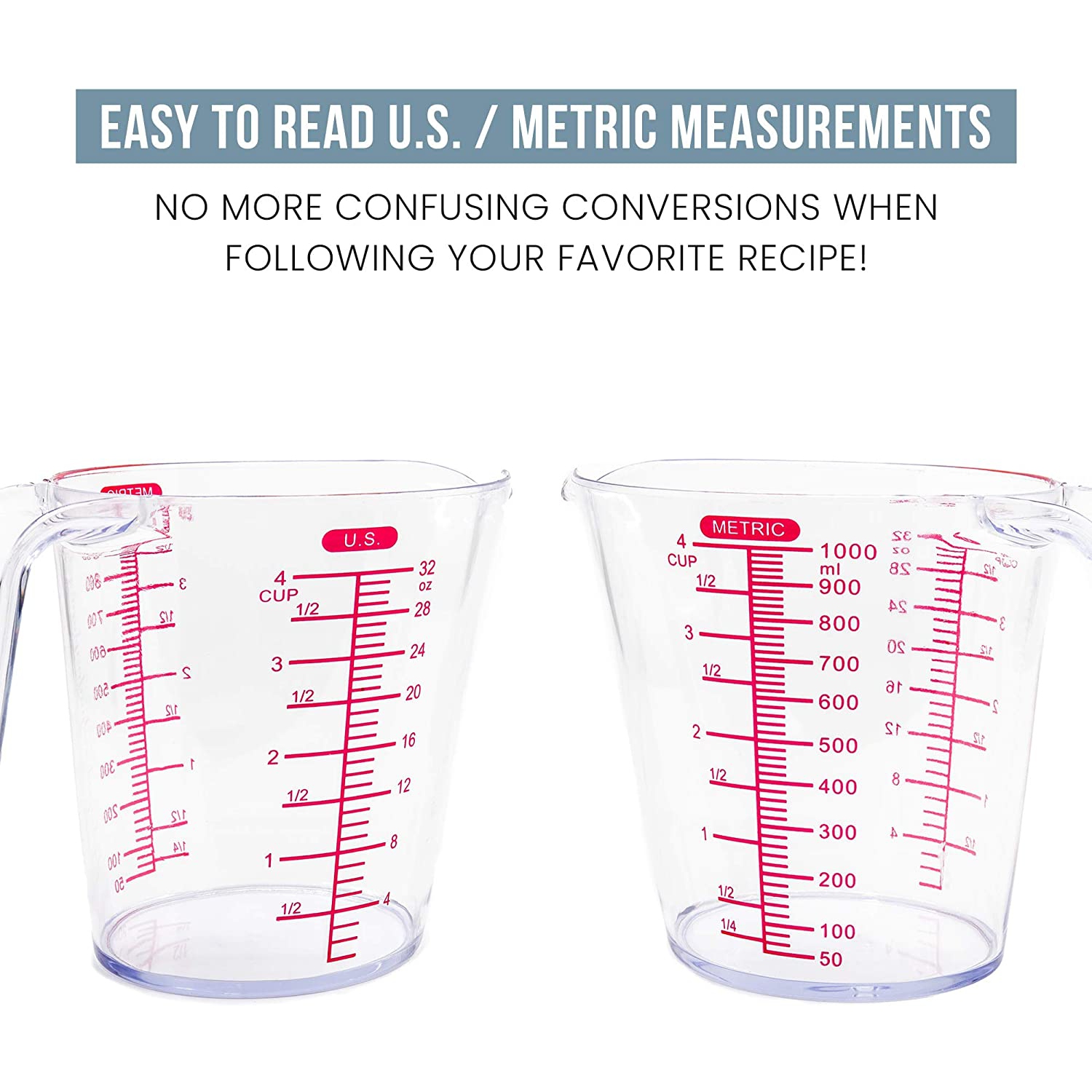 Chef Pomodoro – Ensemble de 3 tasses à mesurer, 1 L/500 ml/250 ml
