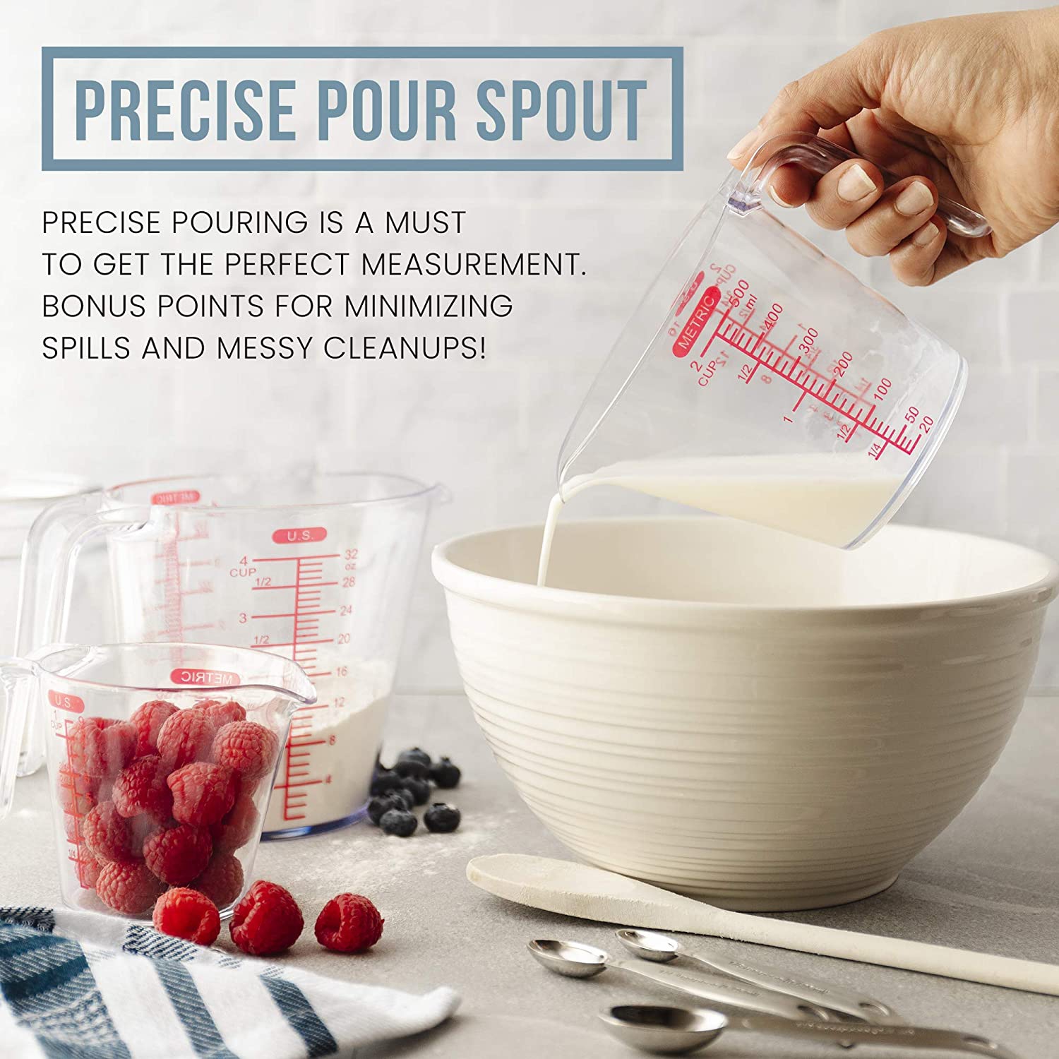 Chef Pomodoro – Ensemble de 3 tasses à mesurer, 1 L/500 ml/250 ml